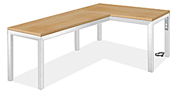 Parsons L-Shaped Desk 60w 24d with 60w 24d Return with Right Power Cord & 2" Leg