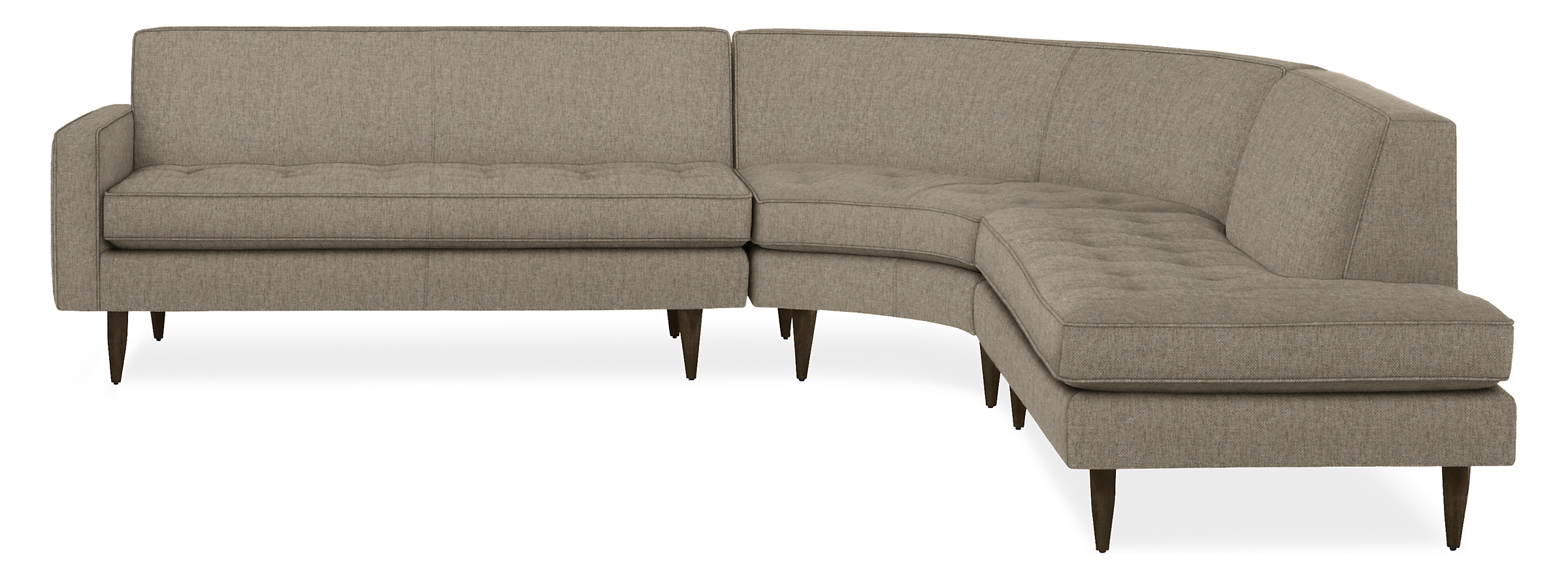 Reese 115x114" Three-Piece Curved Sectional w/Left-Back Sofa