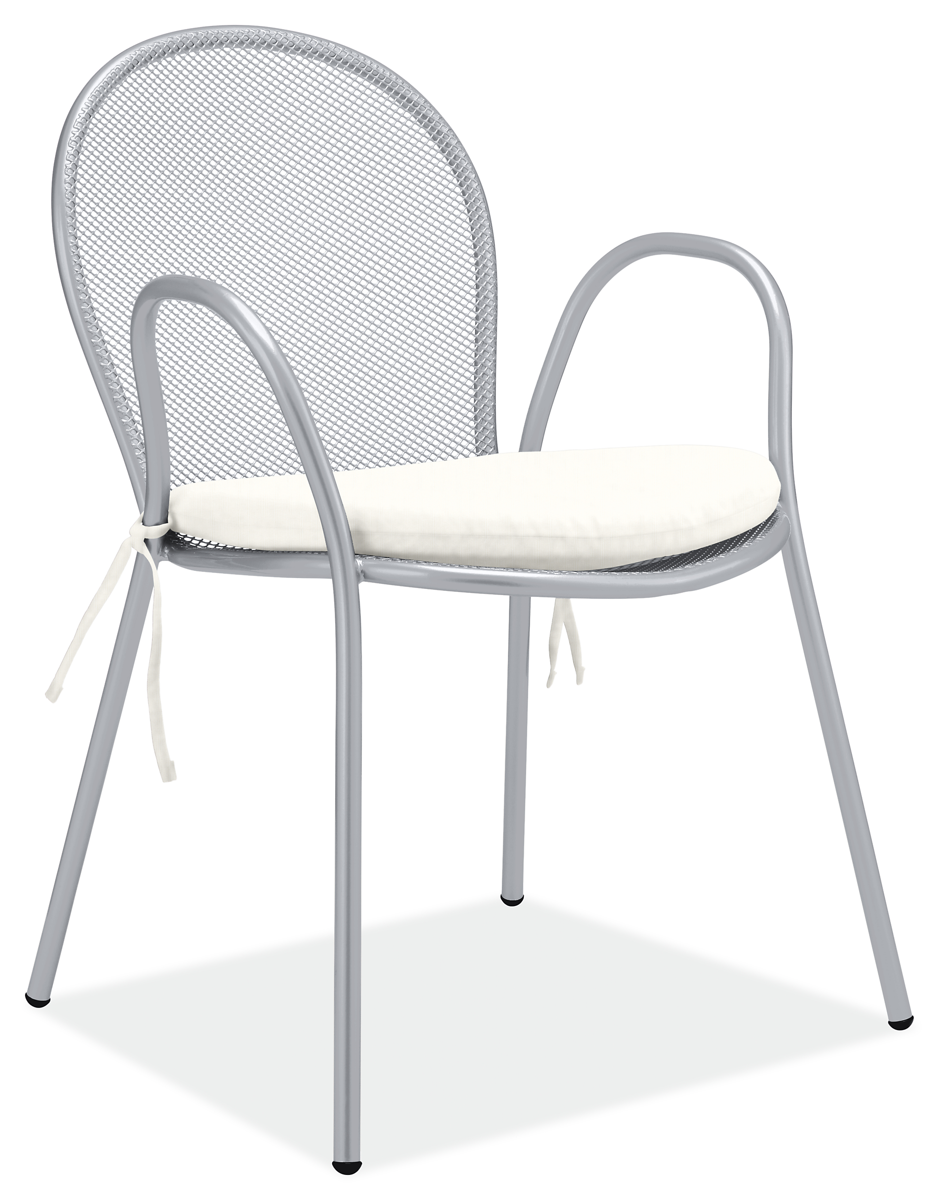 Rio Chair in Silver with Cushion in Sunbrella Canvas White