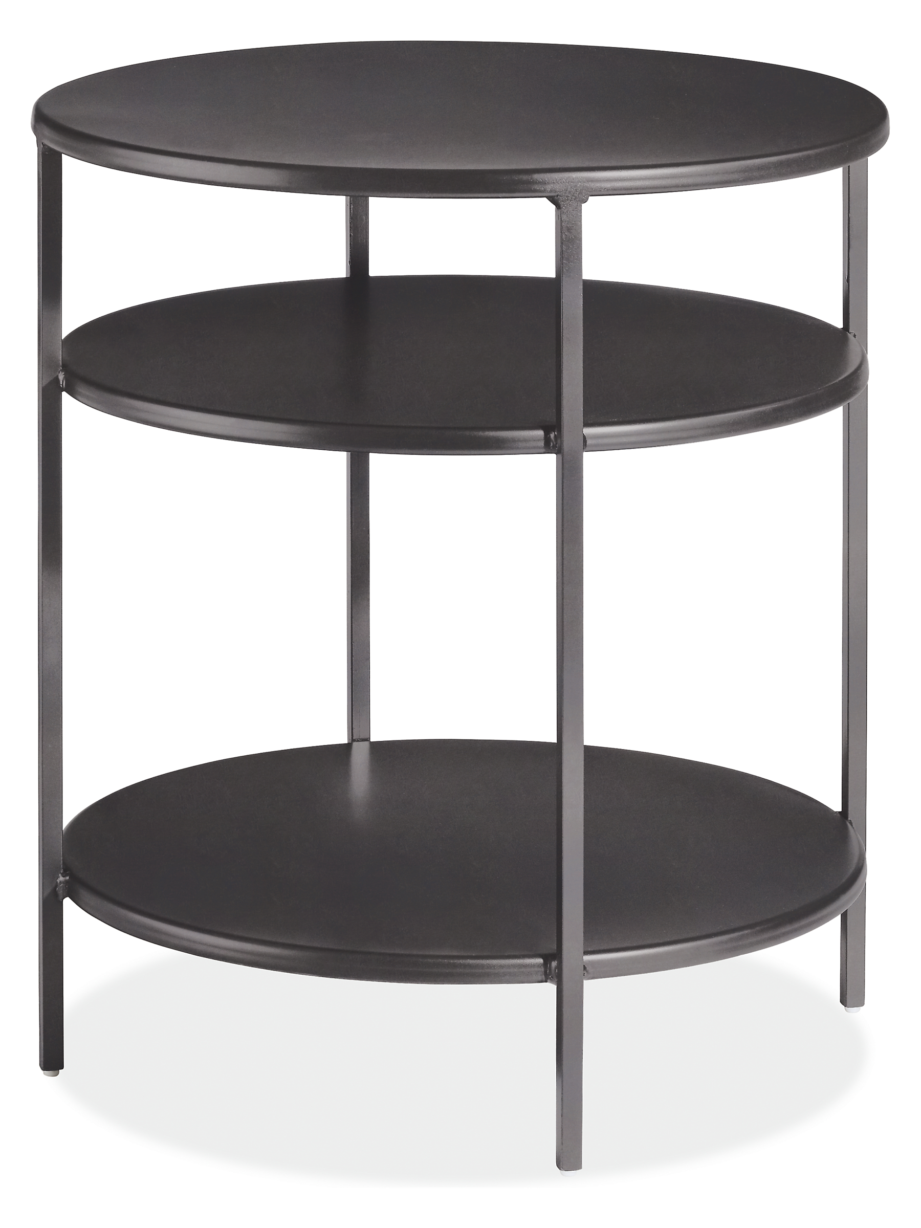 Slim 20 diam 22h Round End Table with Shelves