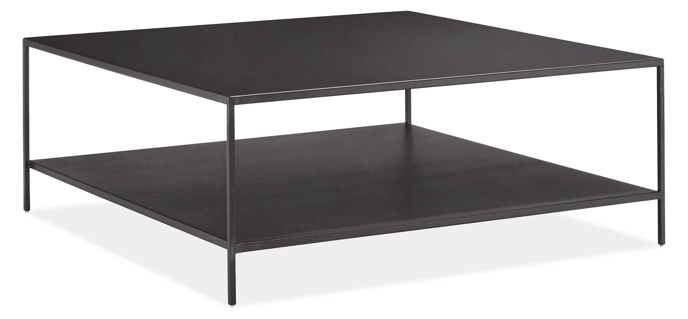 Slim 42w 42d 16h Square Coffee Table With Shelf