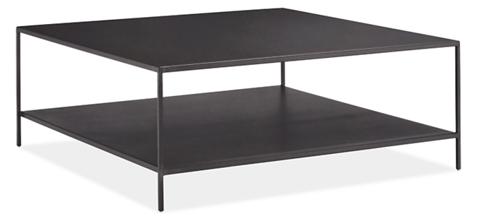 Slim 42w 42d 16h Square Coffee Table With Shelf