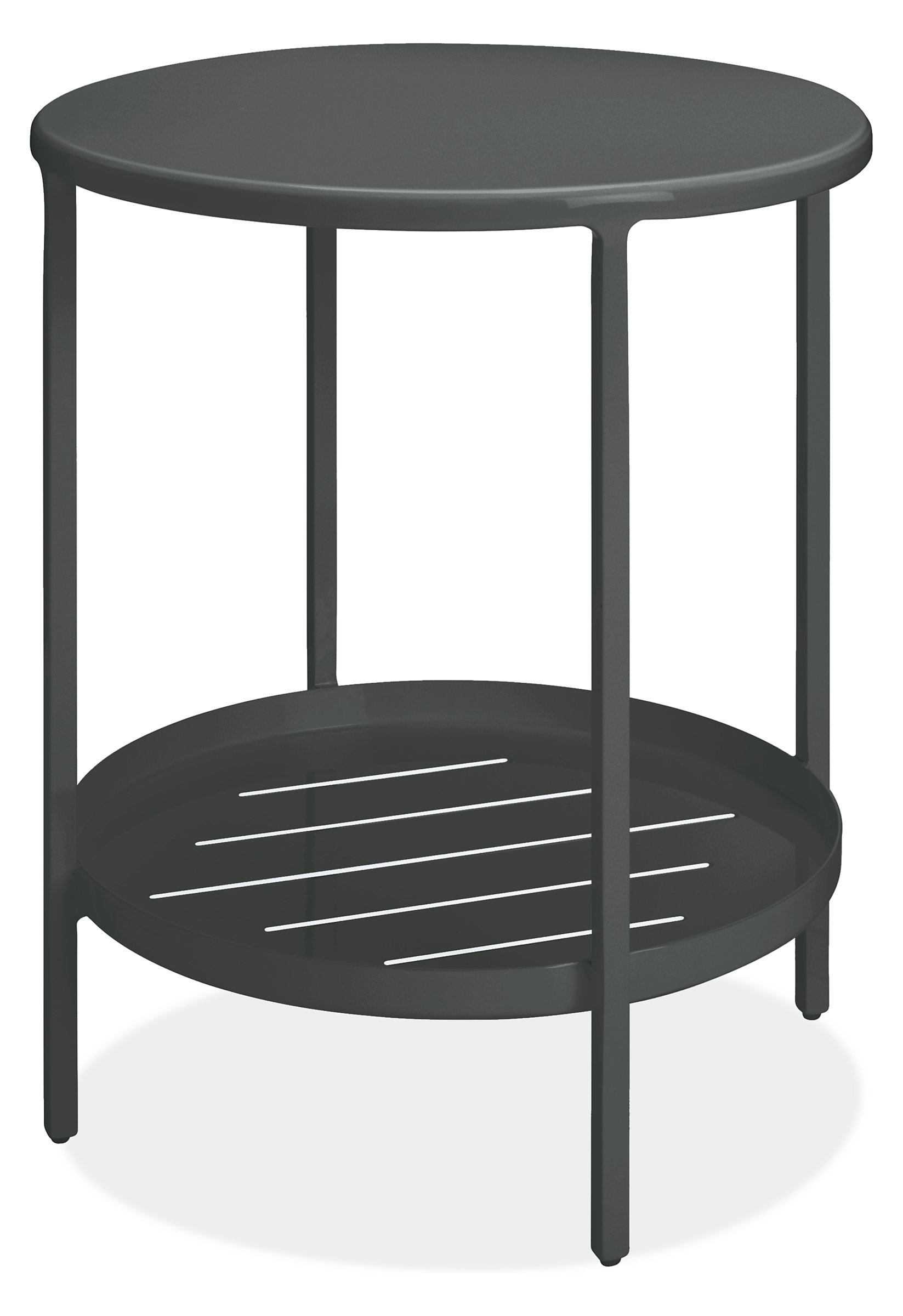Slim 15 diam 18h Round Outdoor Side Table with Shelf