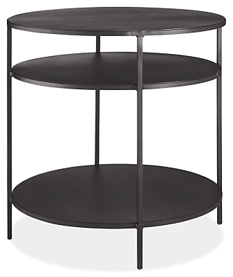 Slim 25 diam 24h Round End Table with Shelves