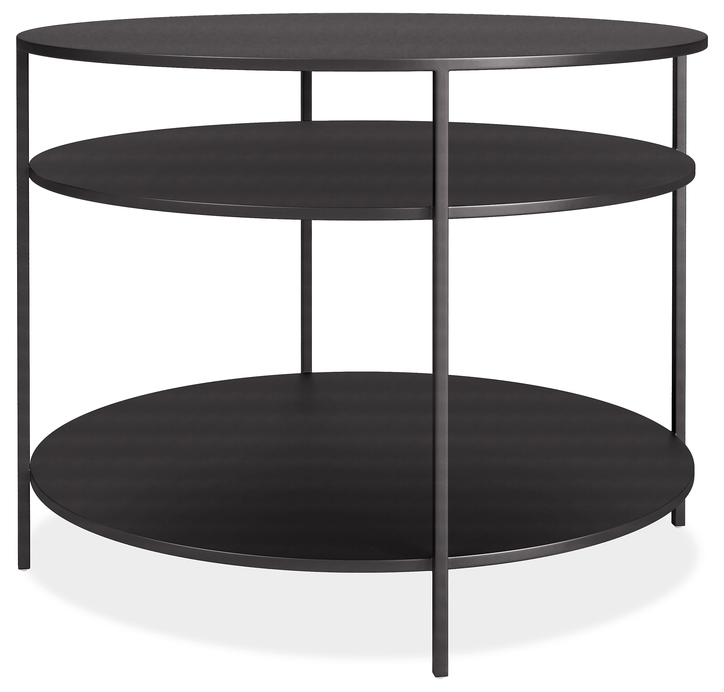 Slim 30 diam 24h Round End Table with Shelves
