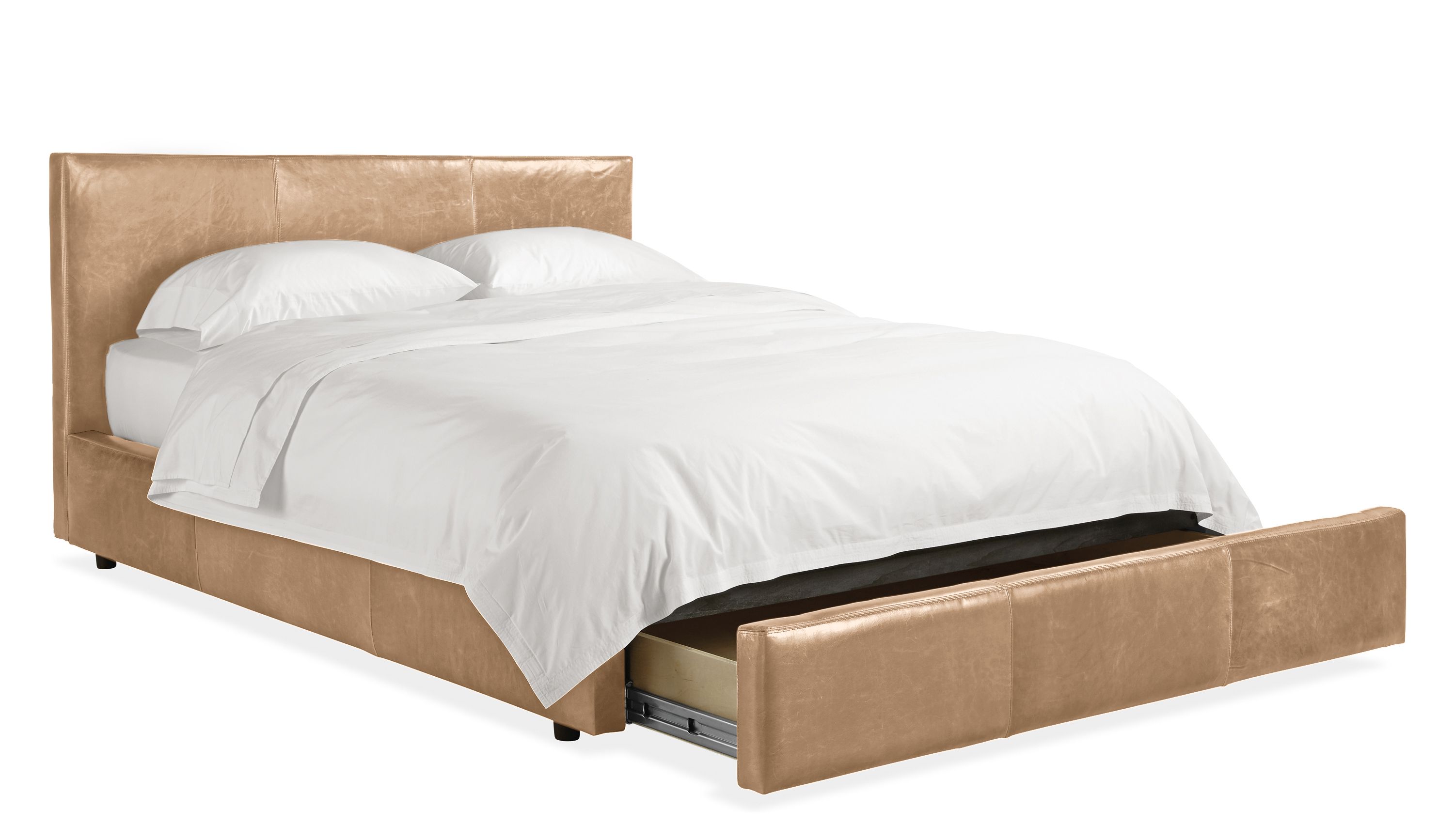 Wyatt Leather Storage Bed Modern, Leather Beds With Storage