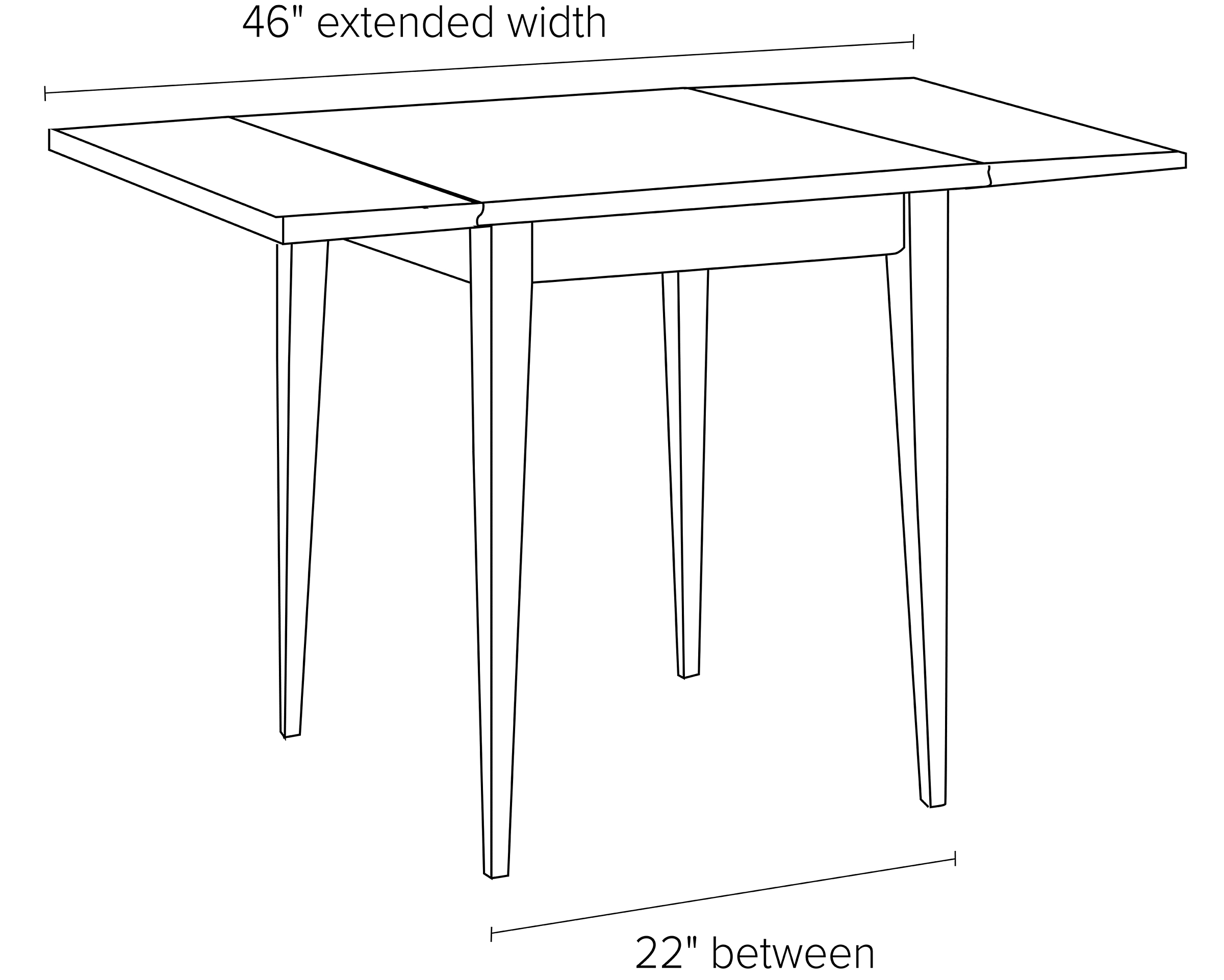 Illustration of Adams drop-leaf table extended.