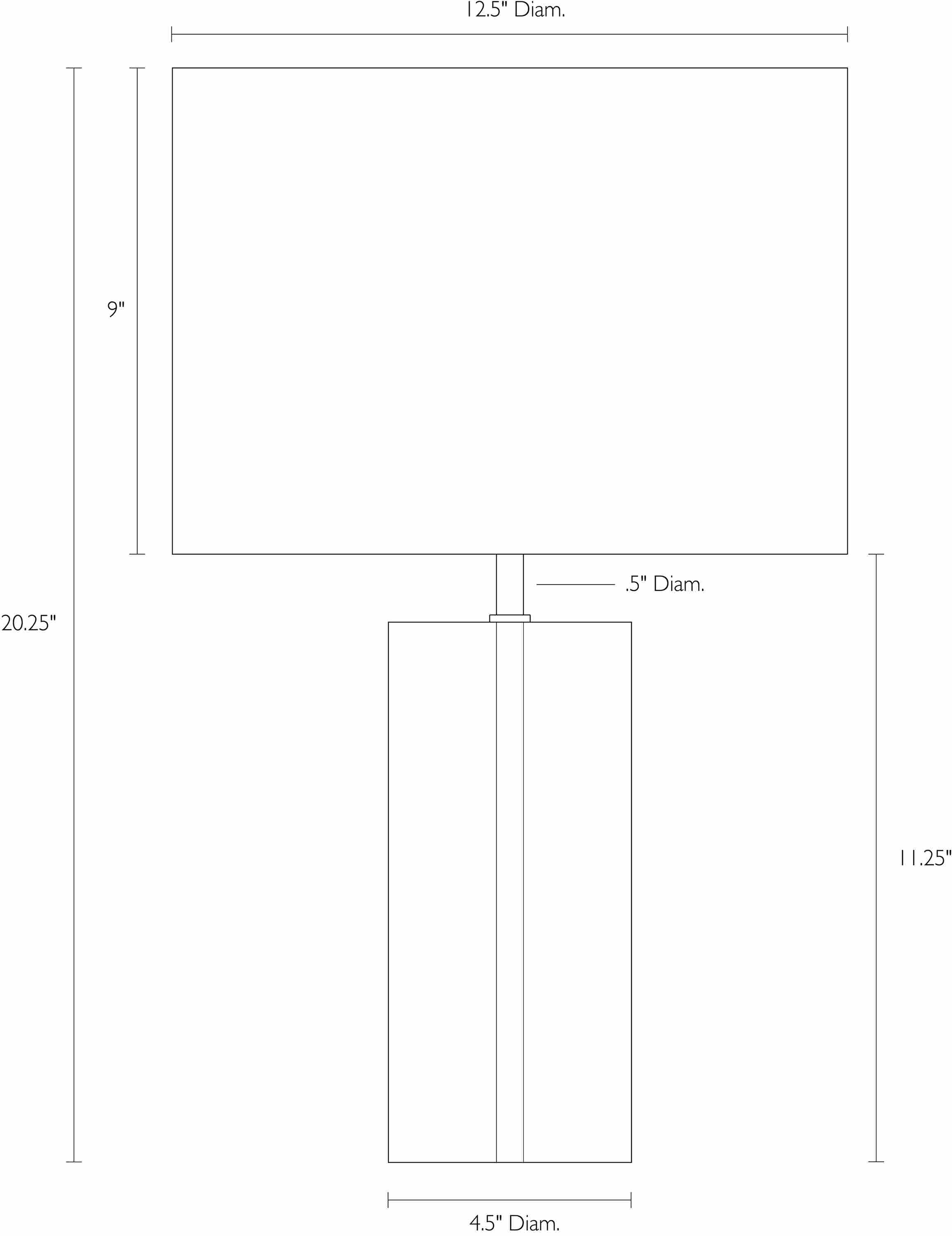 Detail of Alexa table lamp dimension drawing.