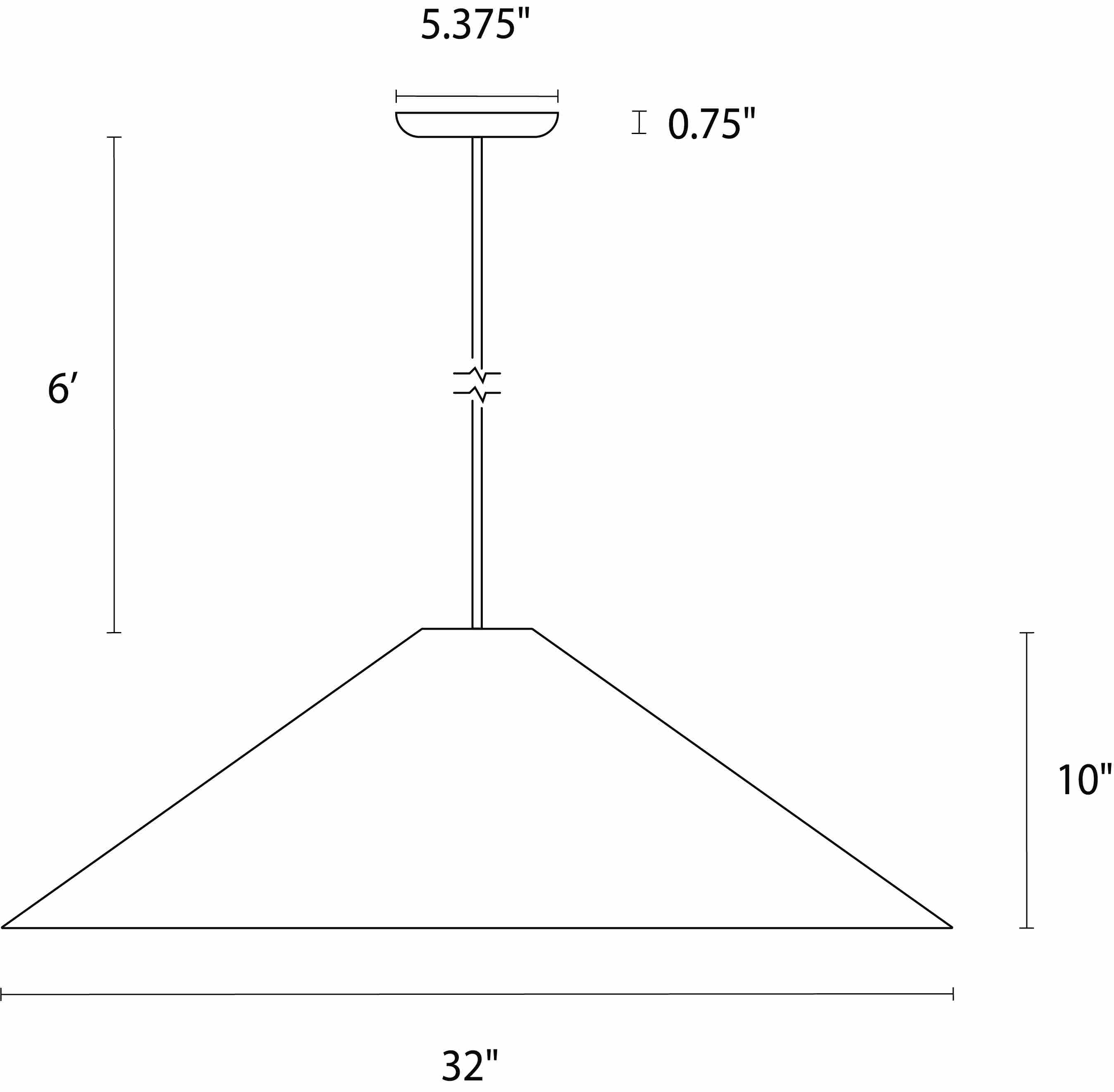 Illustration of Ango 32-round pendant with dimensions.