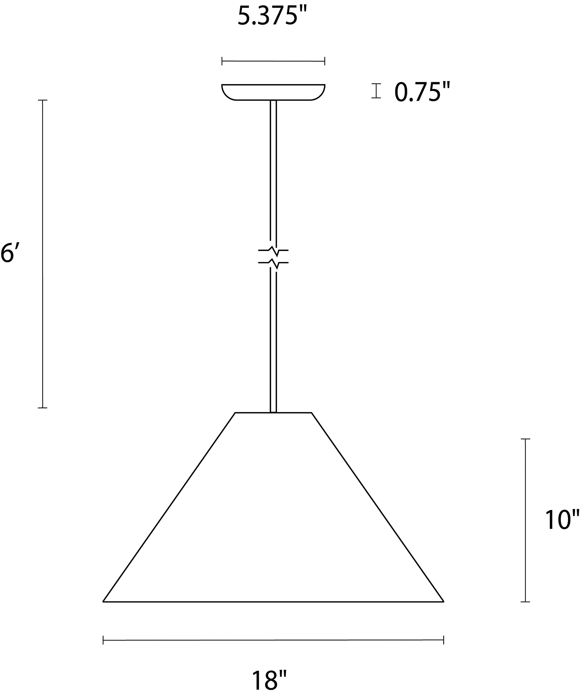 Illustration of Ango 18-round pendant with dimensions.