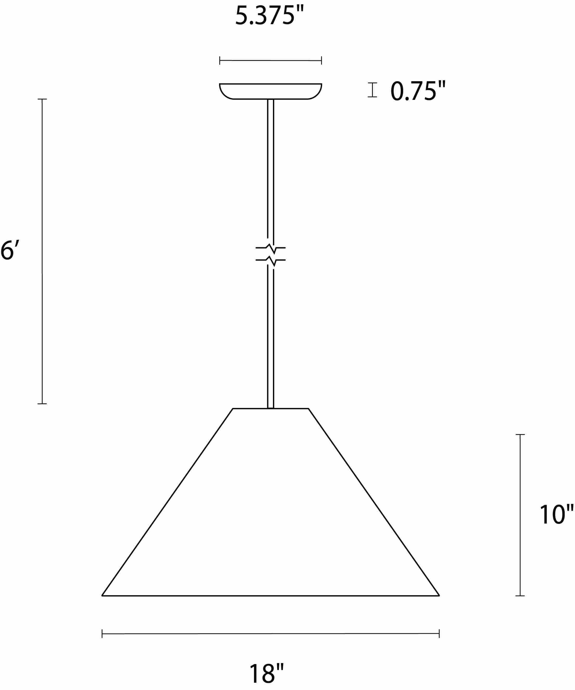 Illustration of Ango 18-round pendant with dimensions.