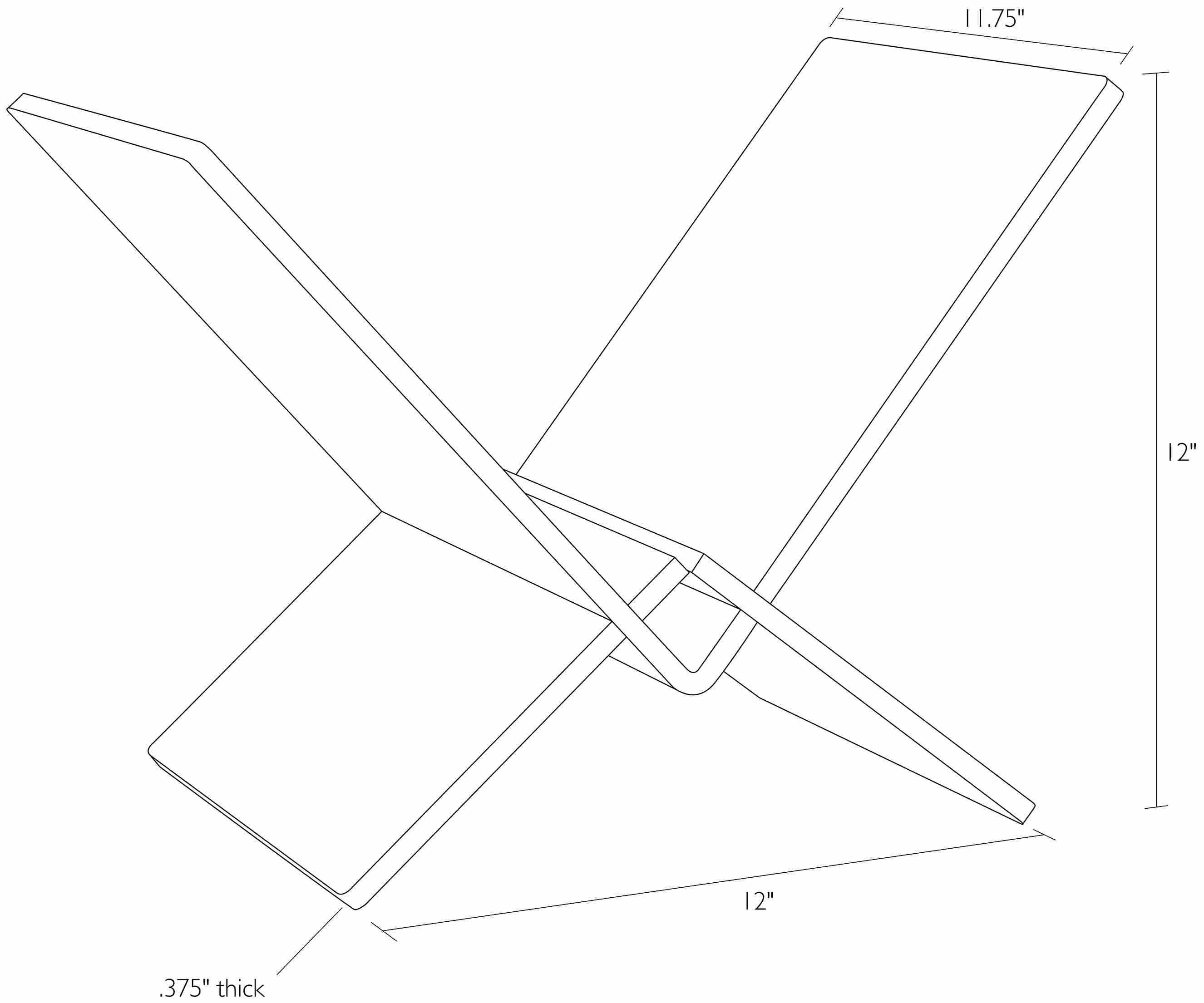 Detail of Arcana magazine stand dimension drawing.