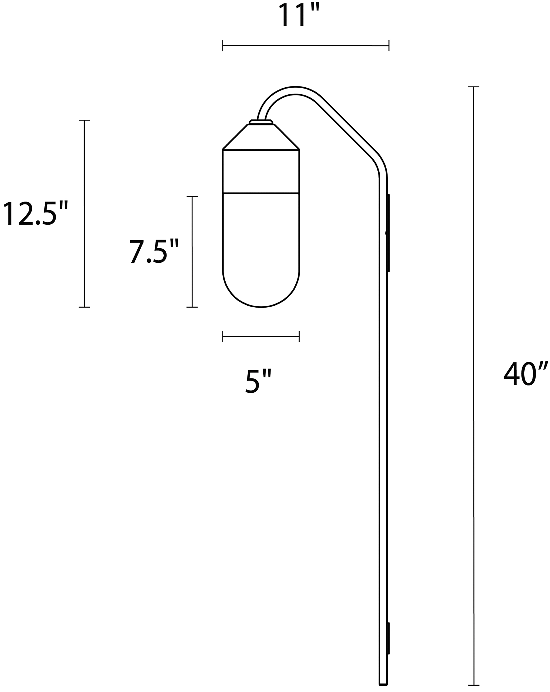 Ballad Long Wall Sconce Dimension Drawing.