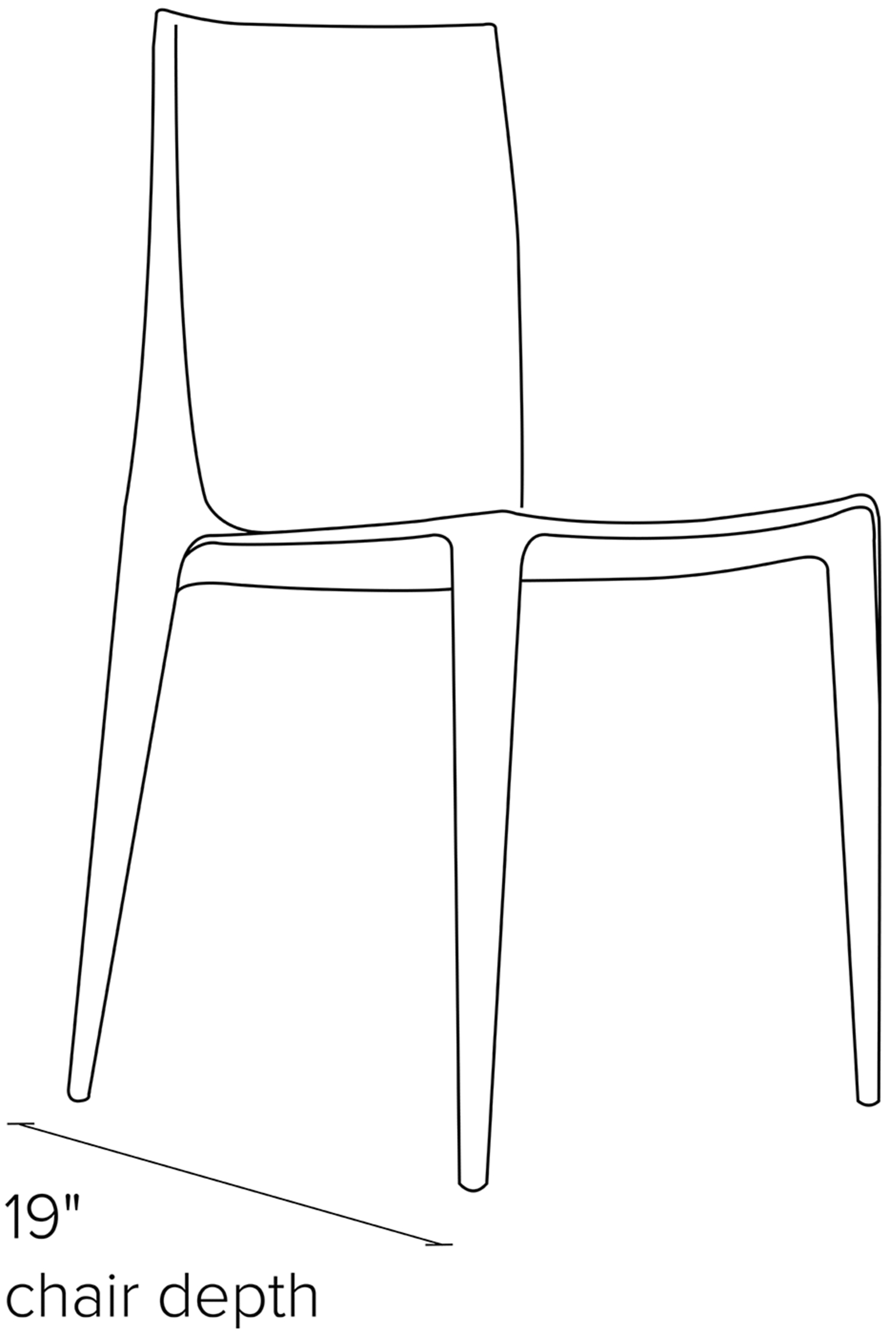 Side view dimension illustration of Bellini chair.