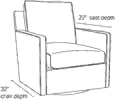 Side view dimension illustration of Bram swivel chair.