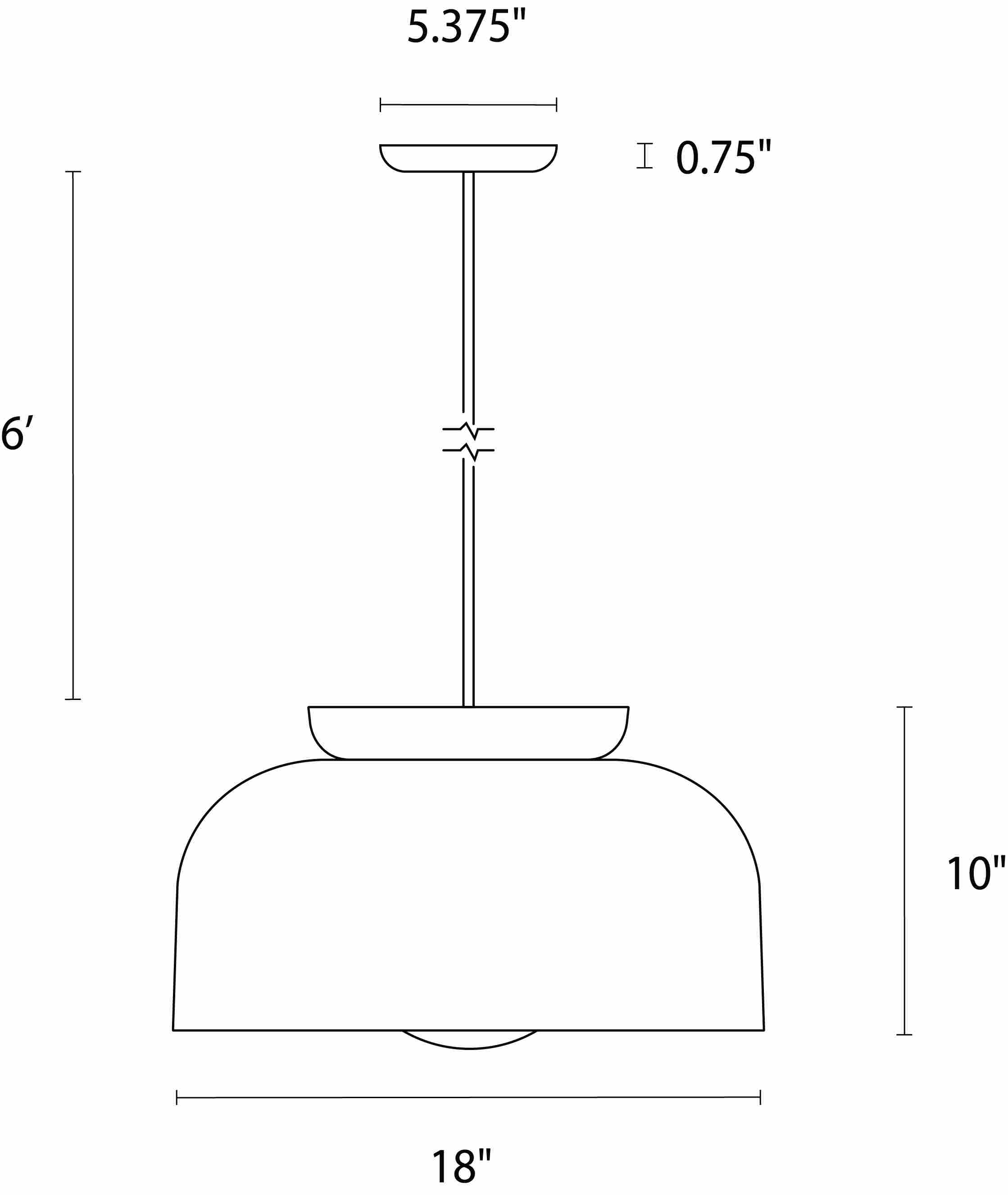 Illustration of Bray 18-round pendant with dimensions.