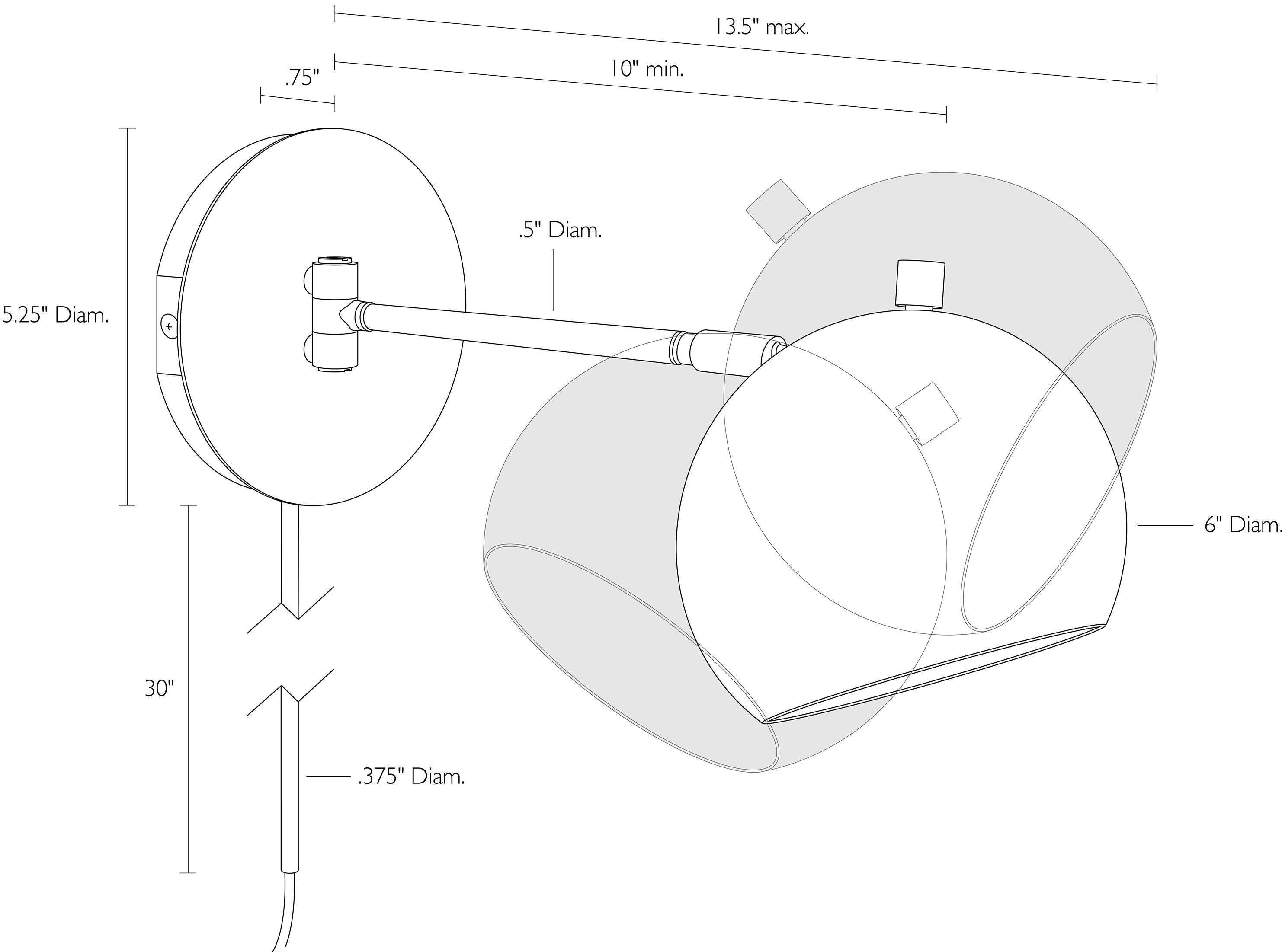 Detail of Camber wall sconce dimension drawing.