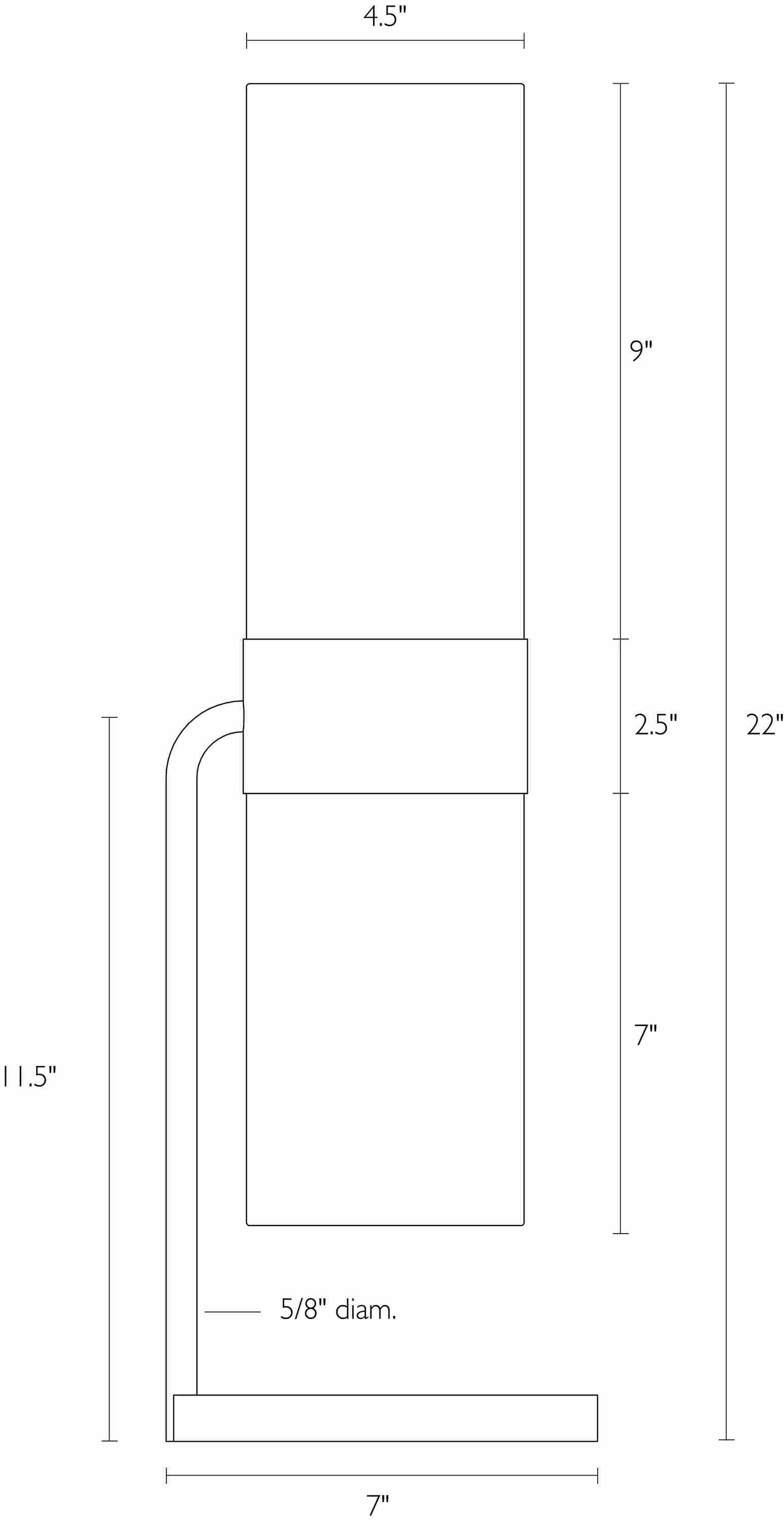 Detail of Cedric table lamp dimension drawing.
