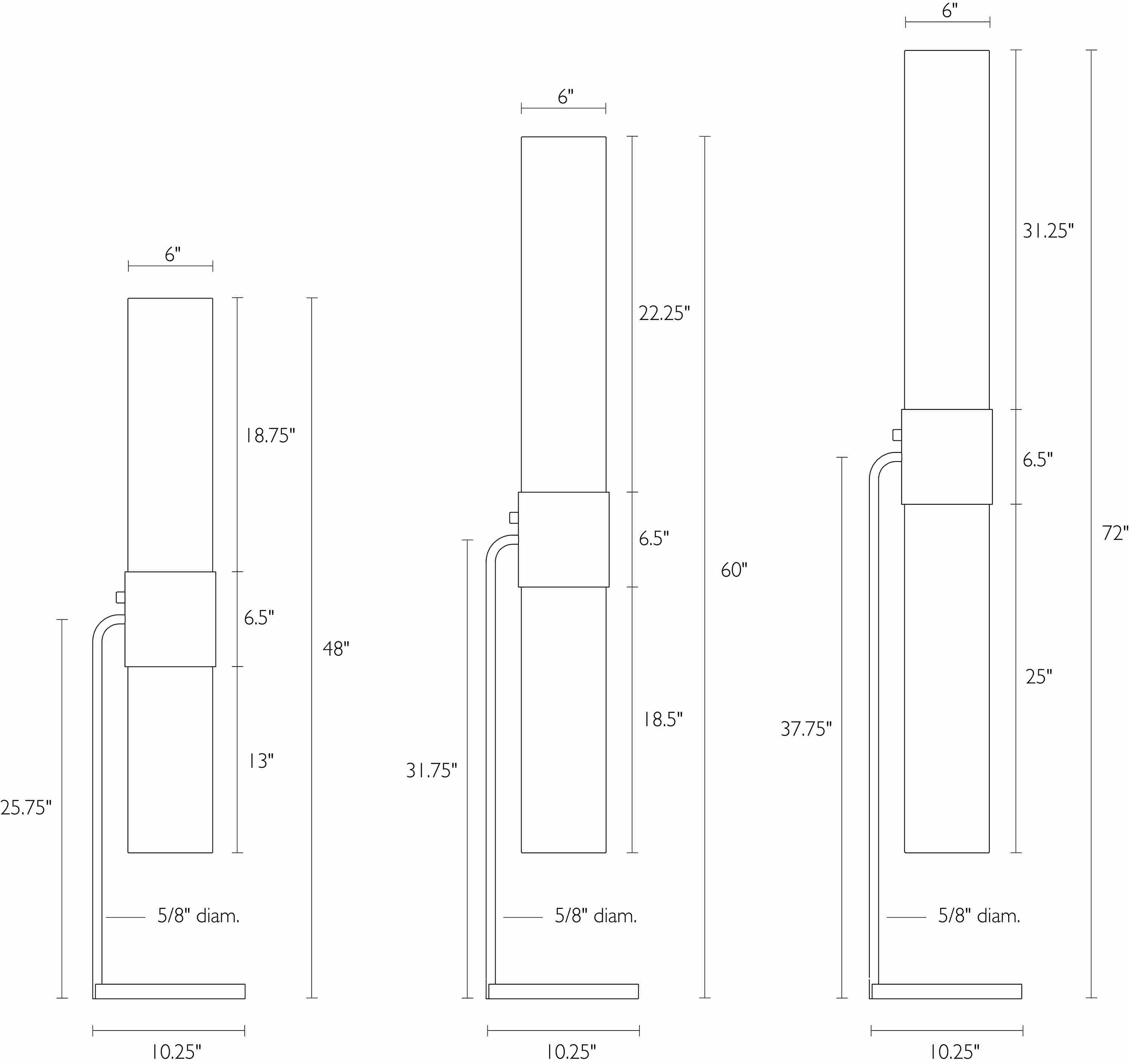 Detail of Cedric floor lamp dimension drawings.