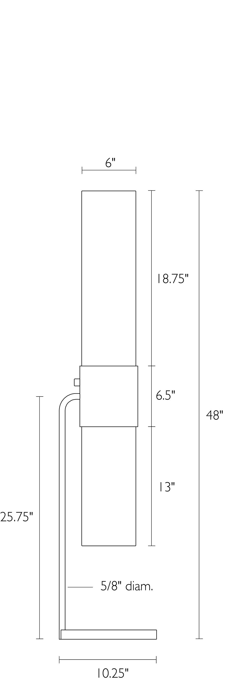 Illustration of Cedric 48 high floor lamp with dimensions.