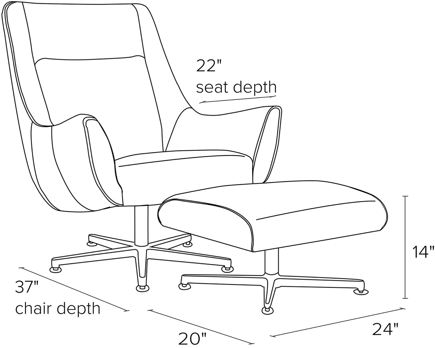 Charles Swivel Chair & Ottoman with Aluminum Base - Modern Accent ...