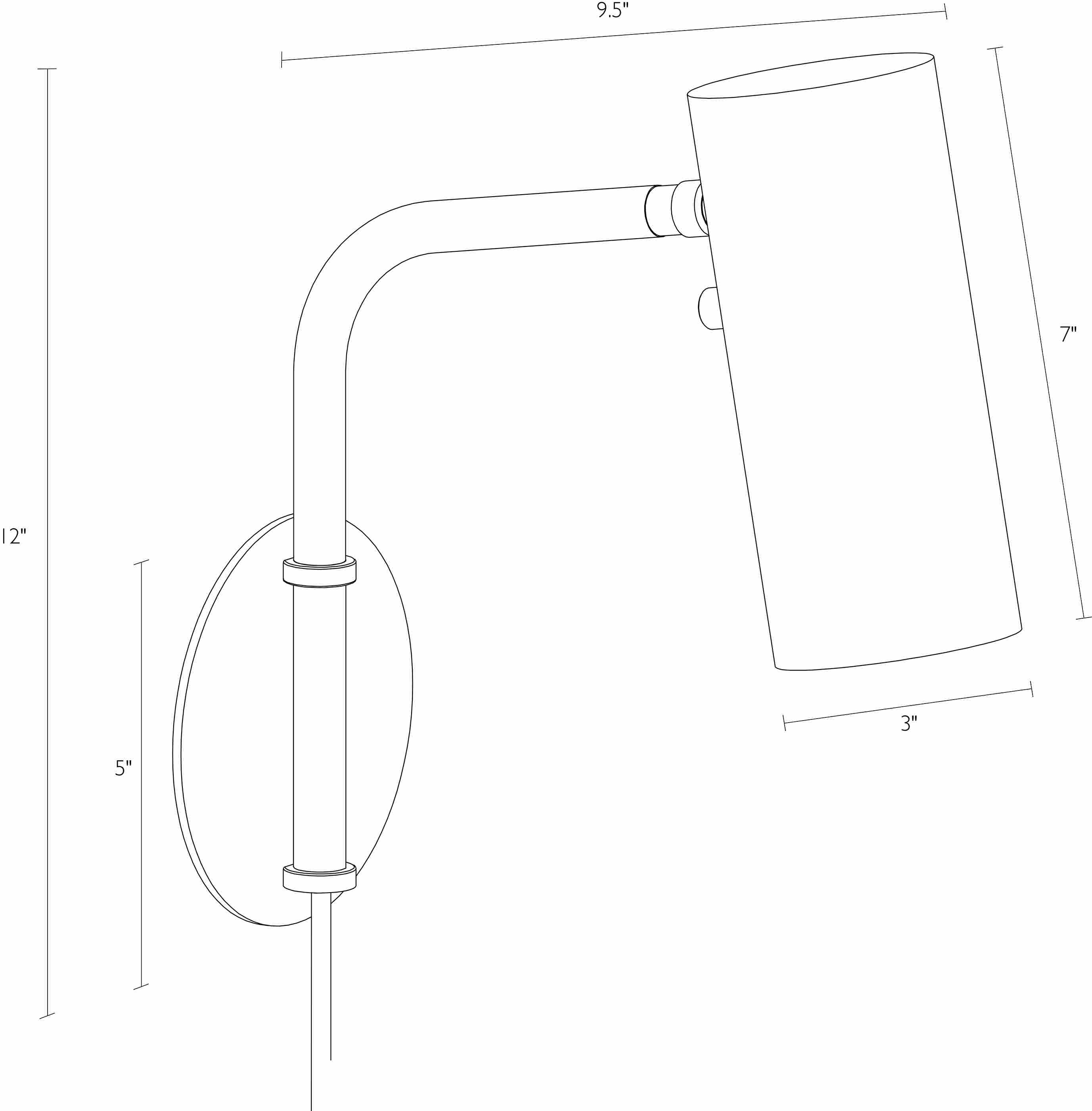 Detail of Chronicle sconce dimension drawing.