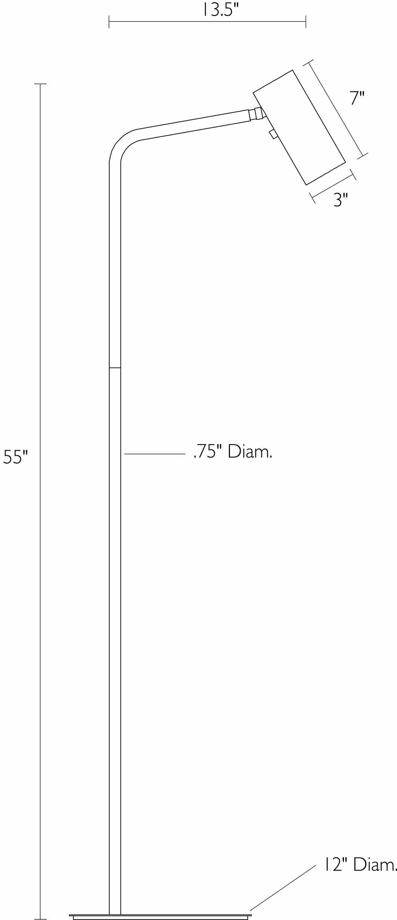 Detail of Chronicle floor lamp dimension drawing.