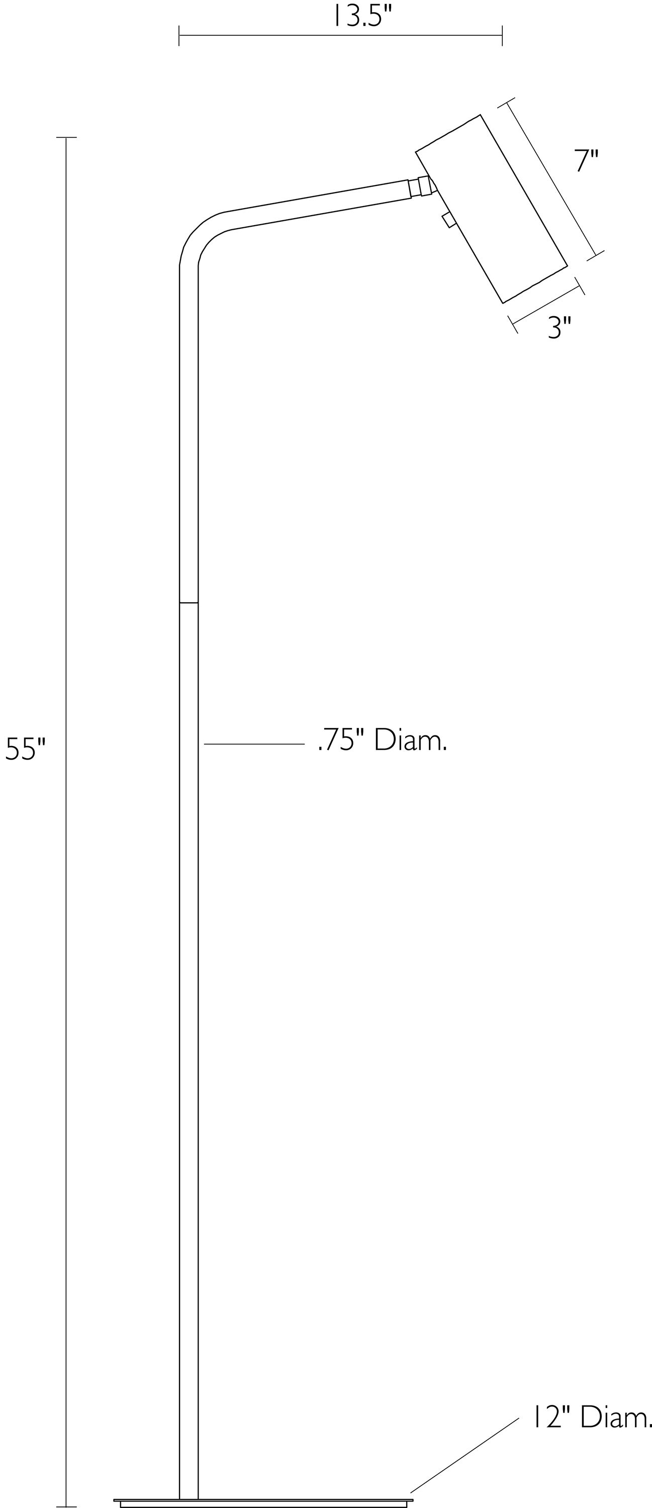 Detail of Chronicle floor lamp dimension drawing.
