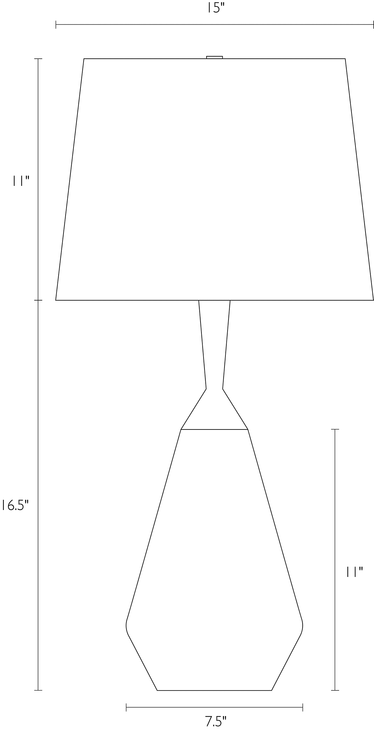 Detail of Cloak table lamp dimension drawing.
