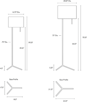 Dimension illustration of Crane Floor Lamps.