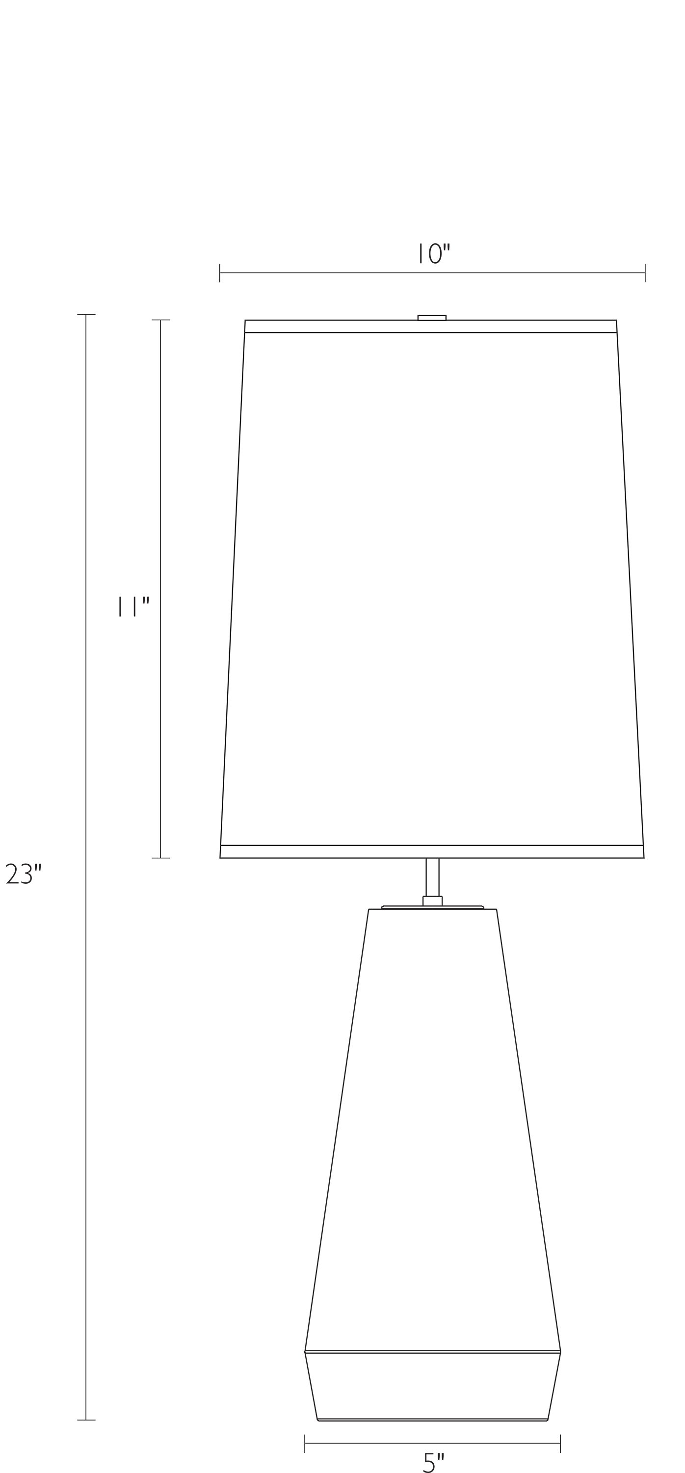 Illustration of Donovan 23 high Table Lamp with dimensions.