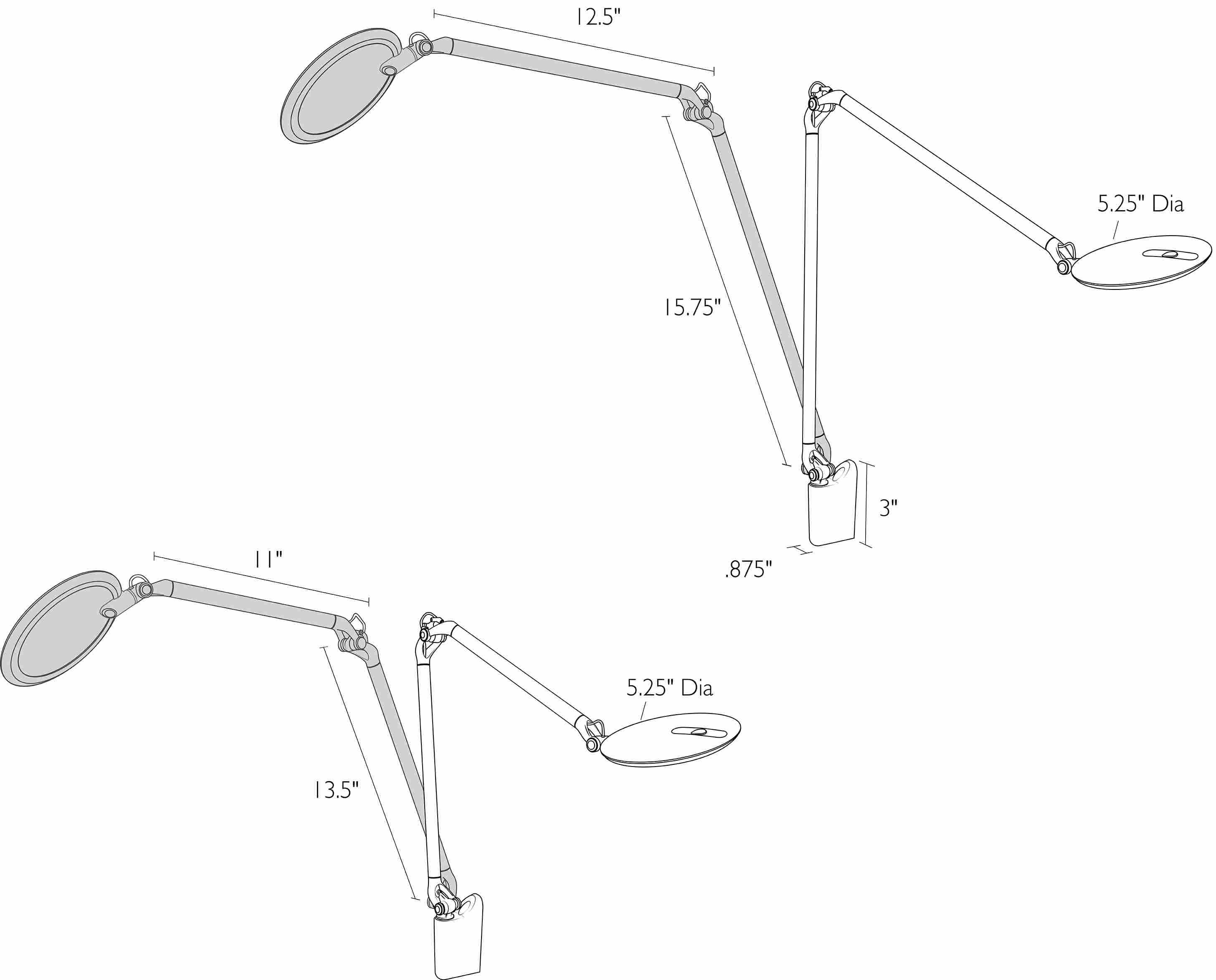 Detail of Element Disk wall sconce dimension drawings.