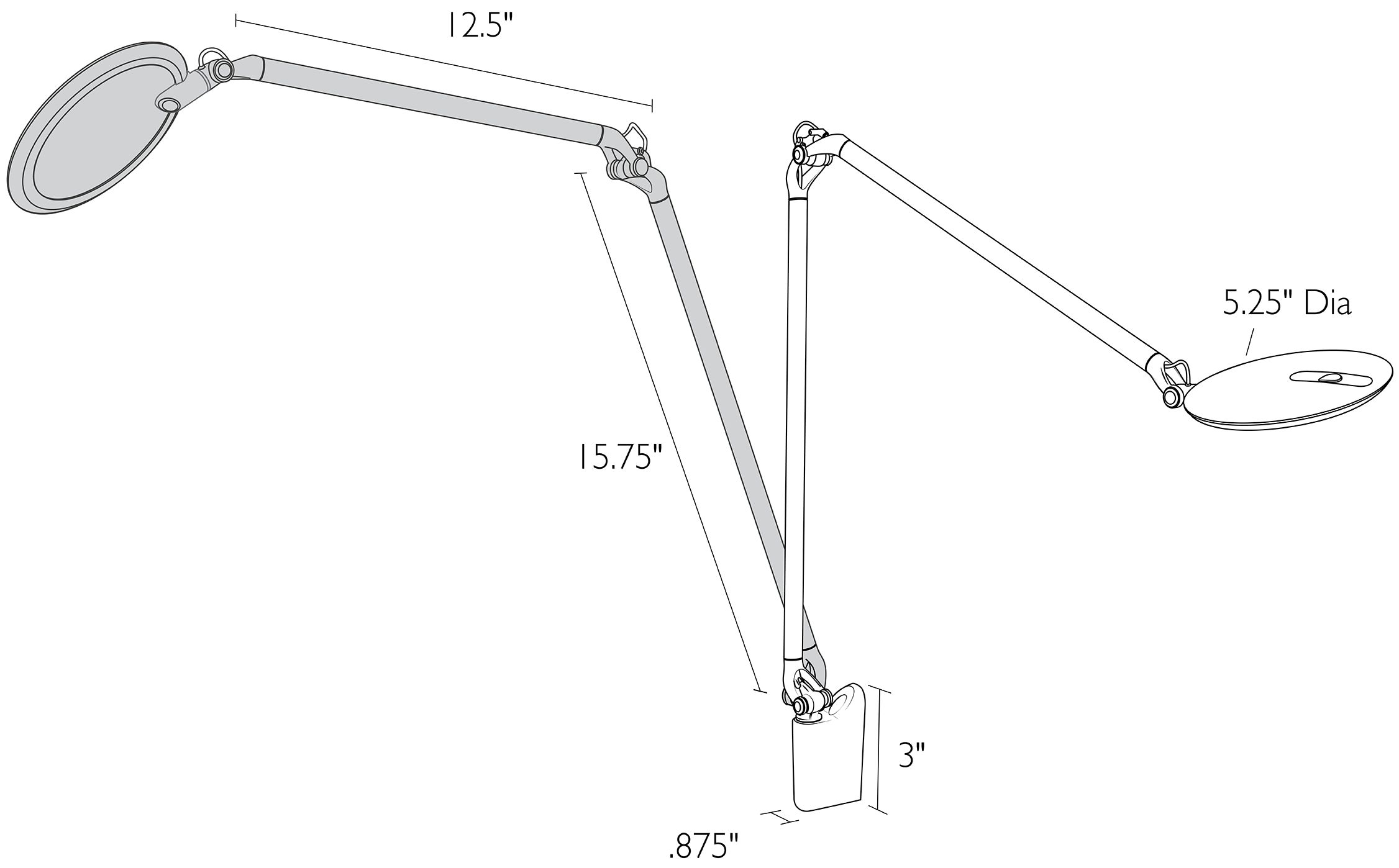 Illustration of Element Disc LED 20 high Wall Sconce with dimensions.