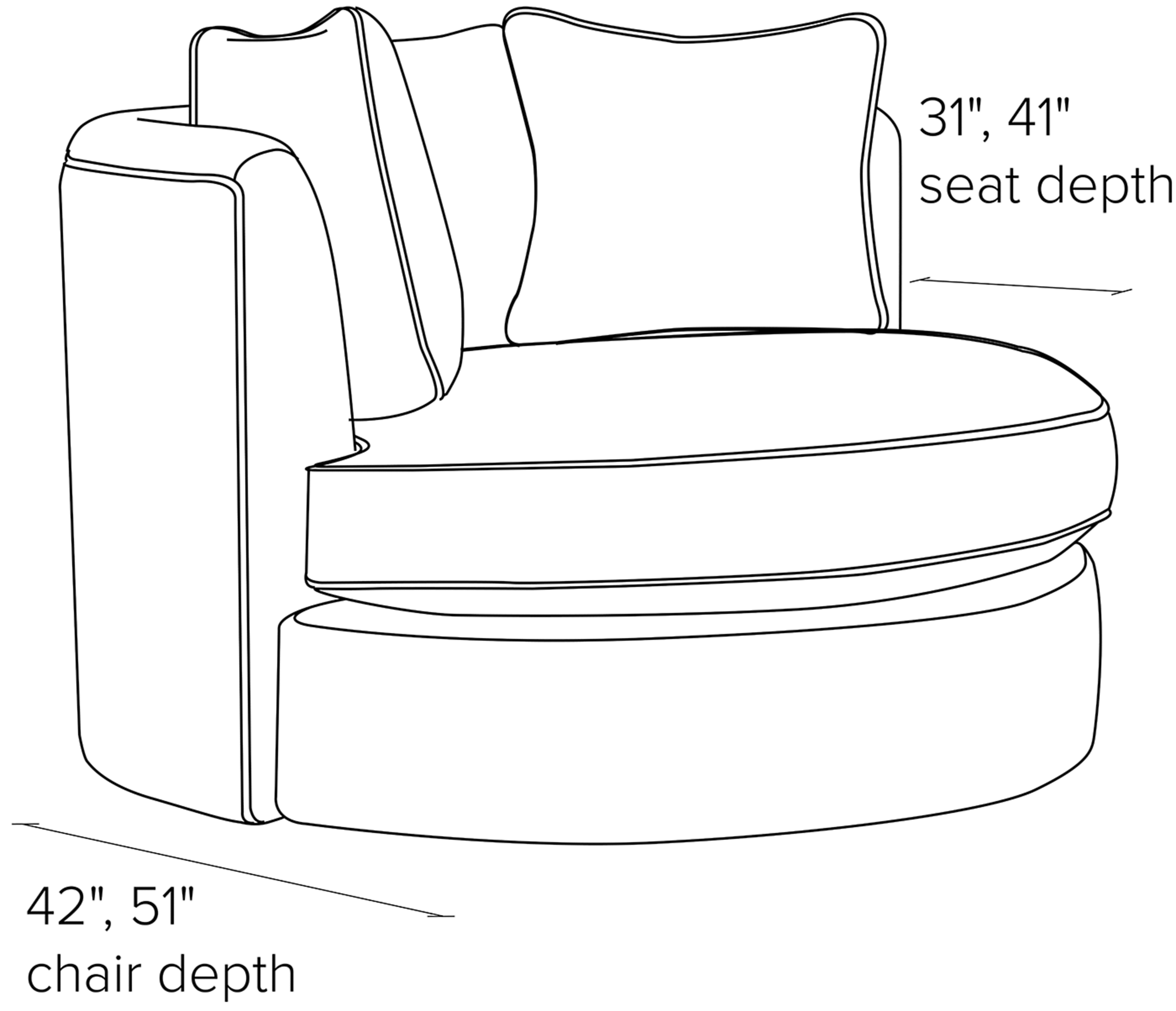 Side view dimension illustration of Eos swivel chair.