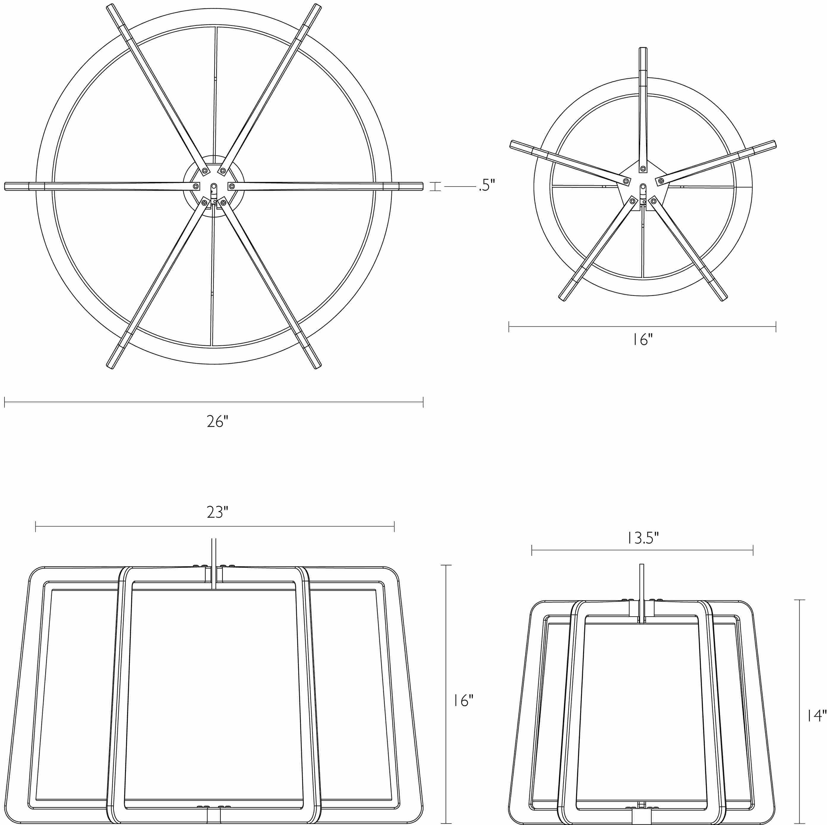 Detail of Fairbanks pendant dimensions.