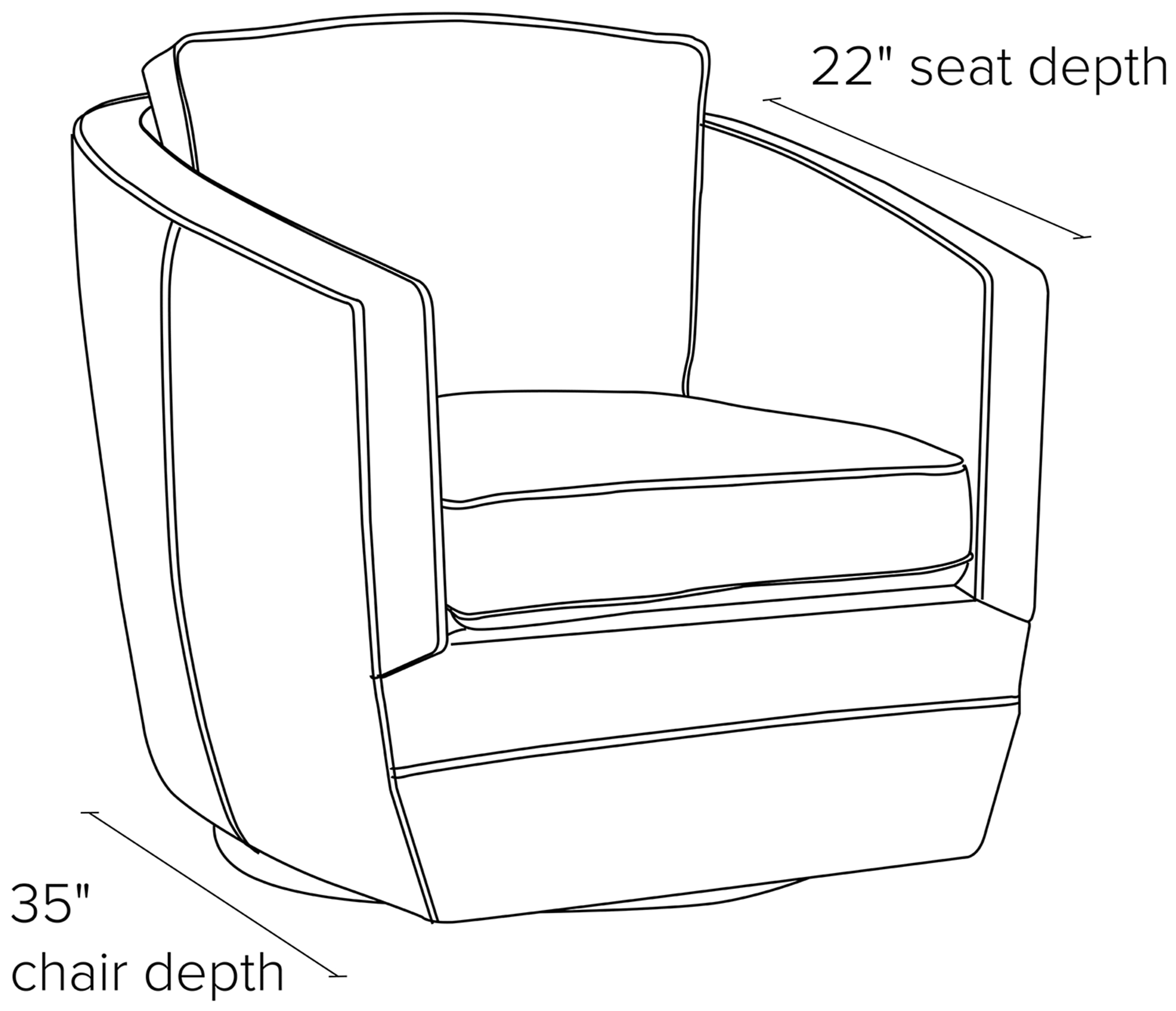 Side view dimension illustration of Ford swivel chair.