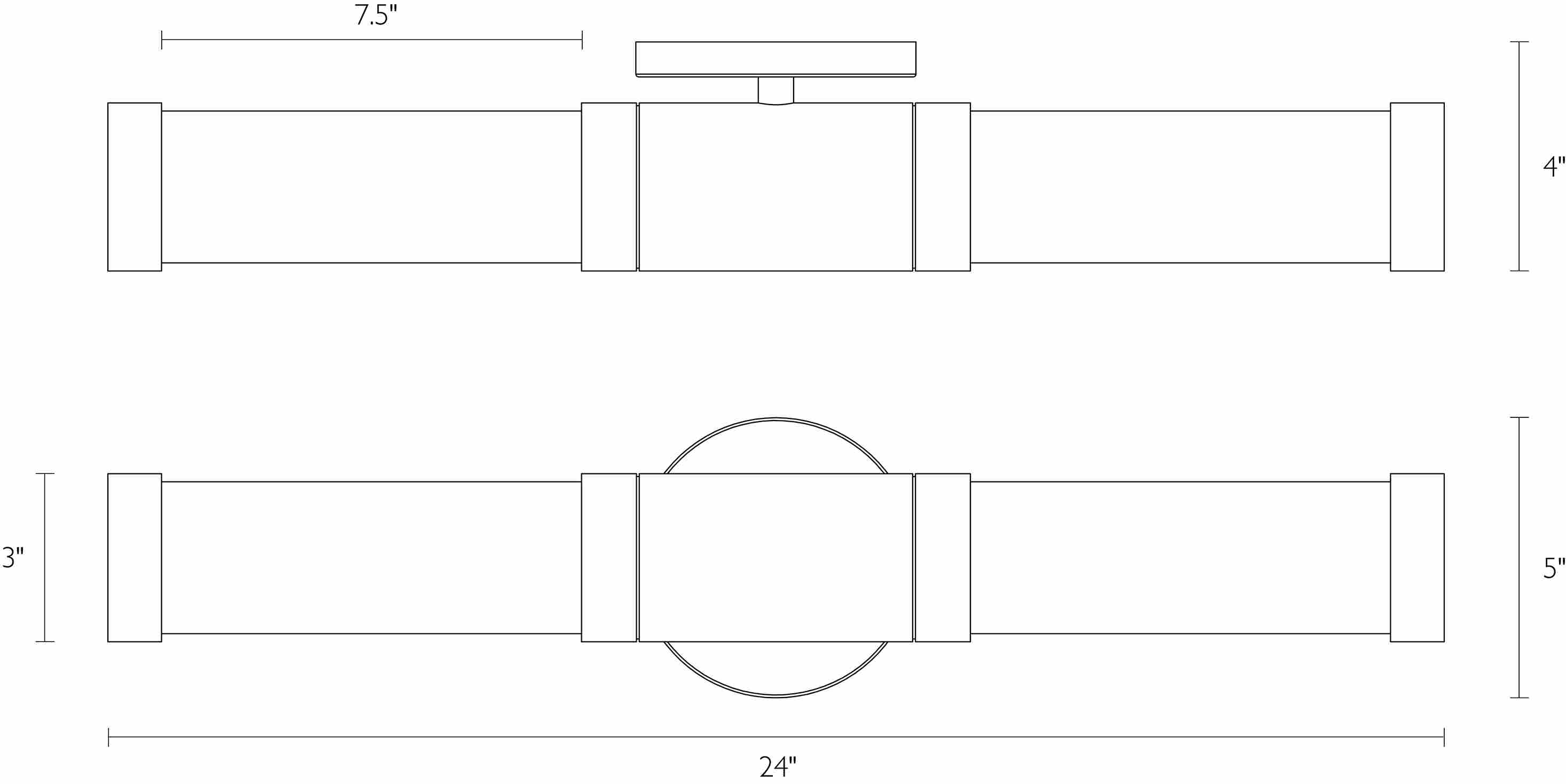 Detail of Forum double sconce dimension drawings.