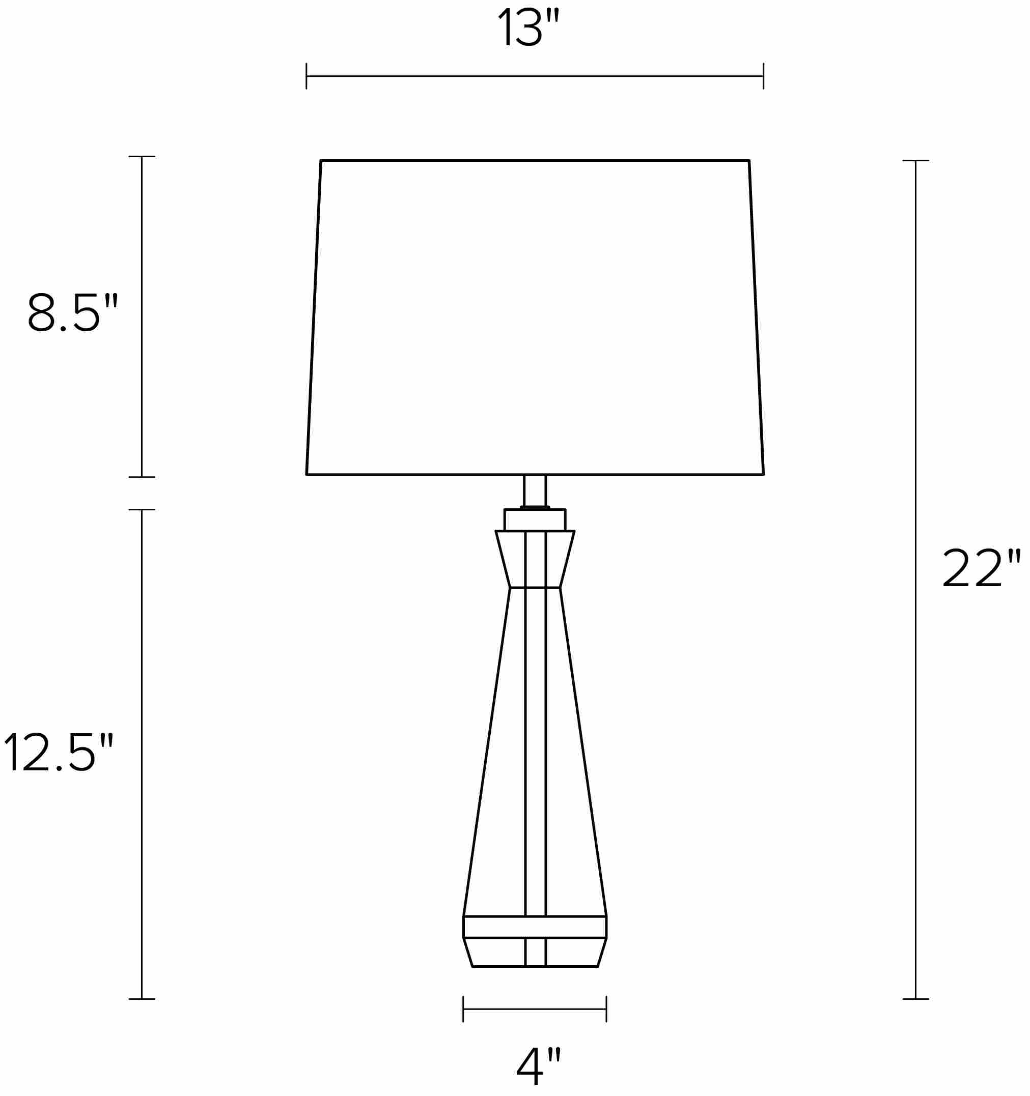 Gatsby 22h Table Lamp Dimension Drawing.