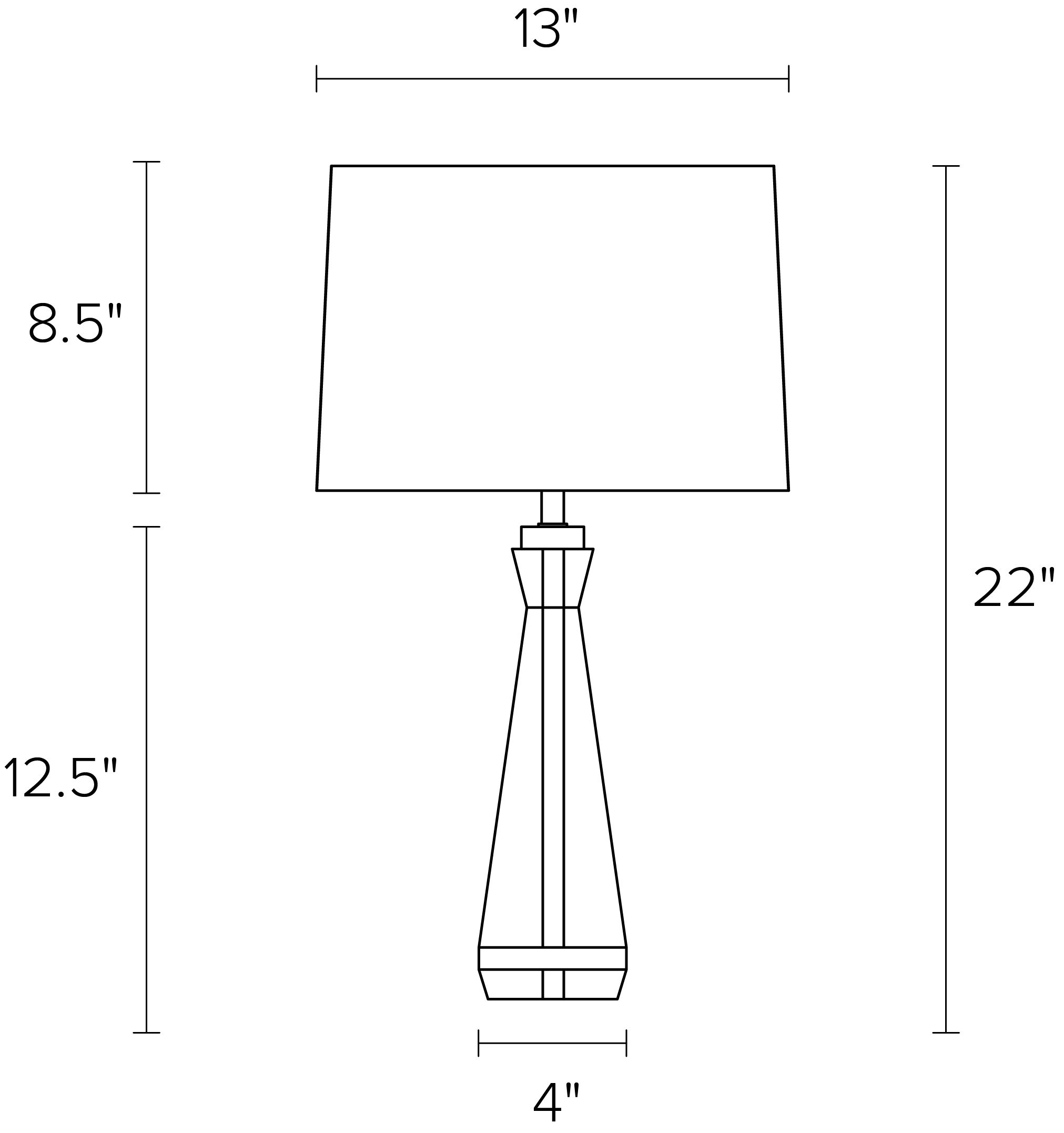 Gatsby 22h Table Lamp Dimension Drawing.