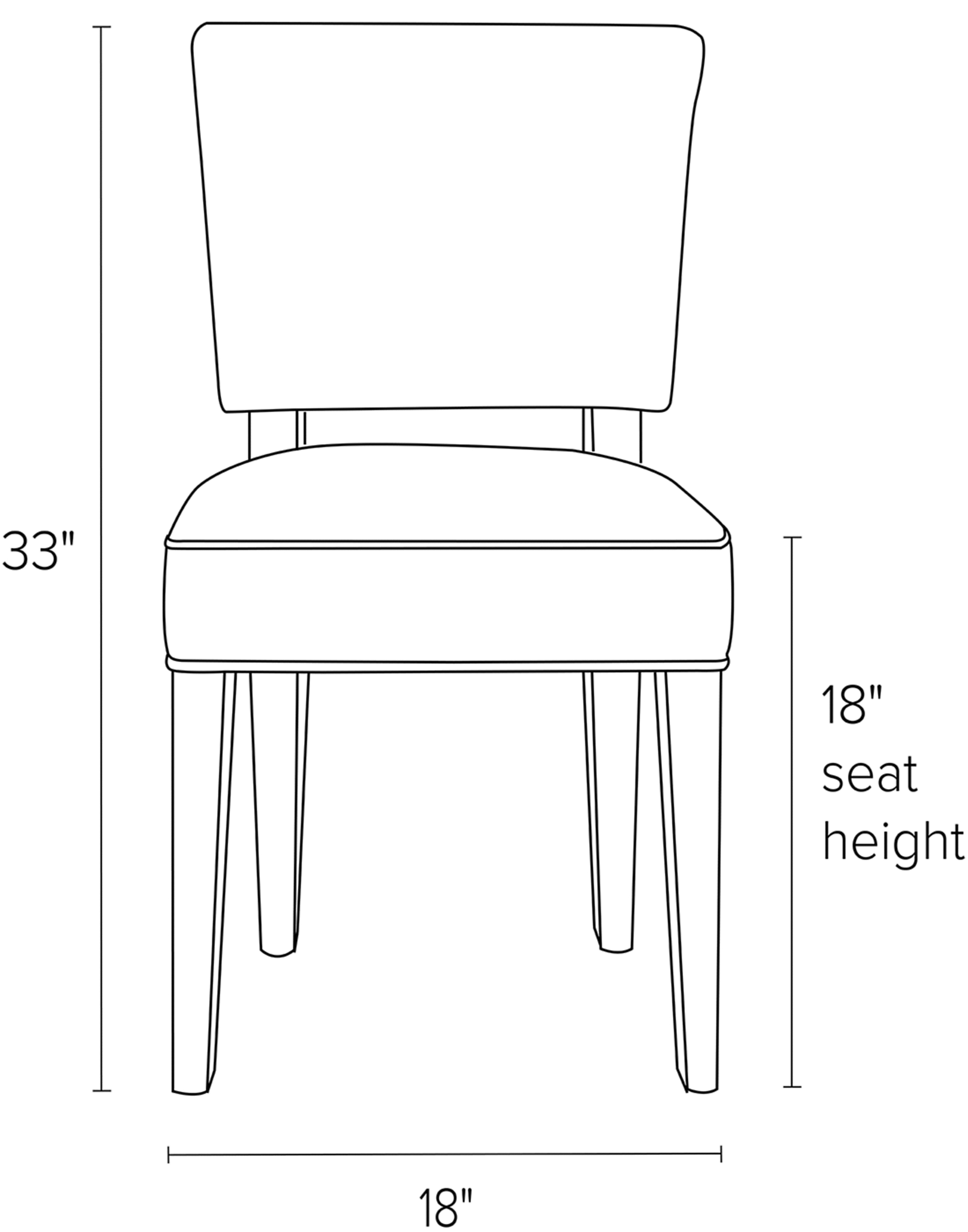 Front view dimension illustration of Georgia side chair.