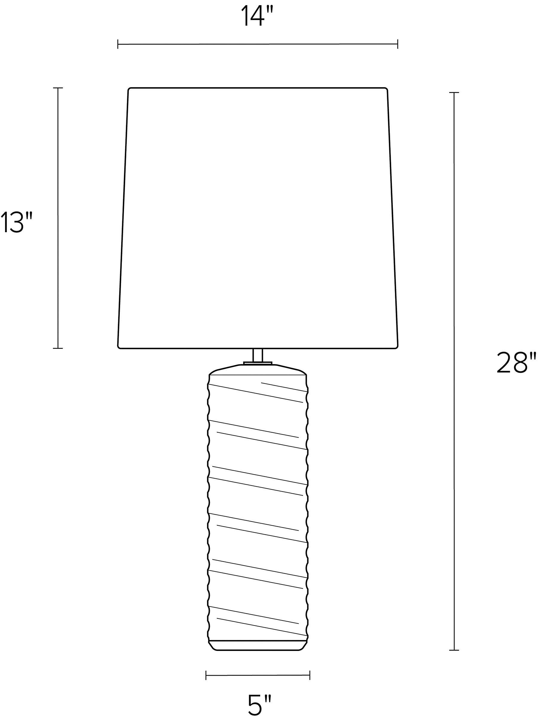 Gordon Table Lamp Dimension Drawing.