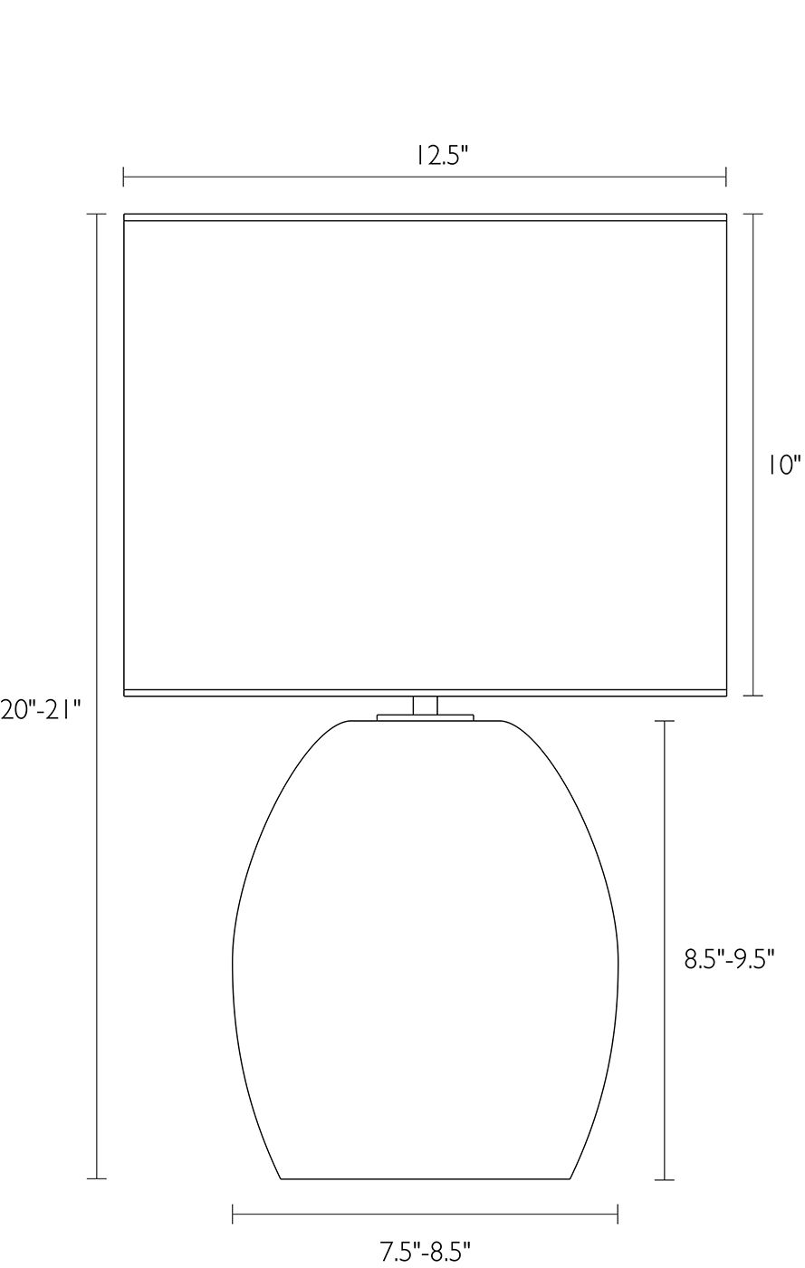 Illustration of Grace 20 high Table Lamp with dimensions.