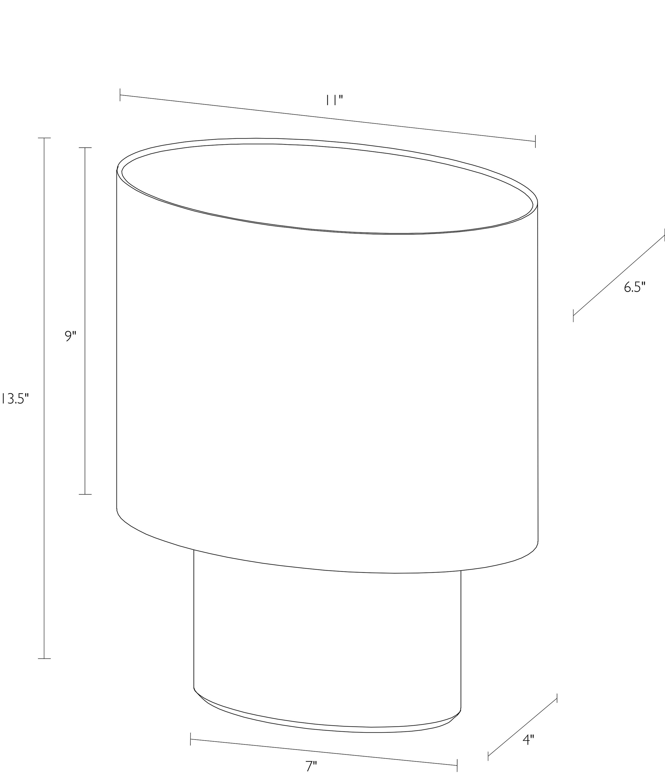 Illustration of Haddie 14 high Table Lamp with dimensions.