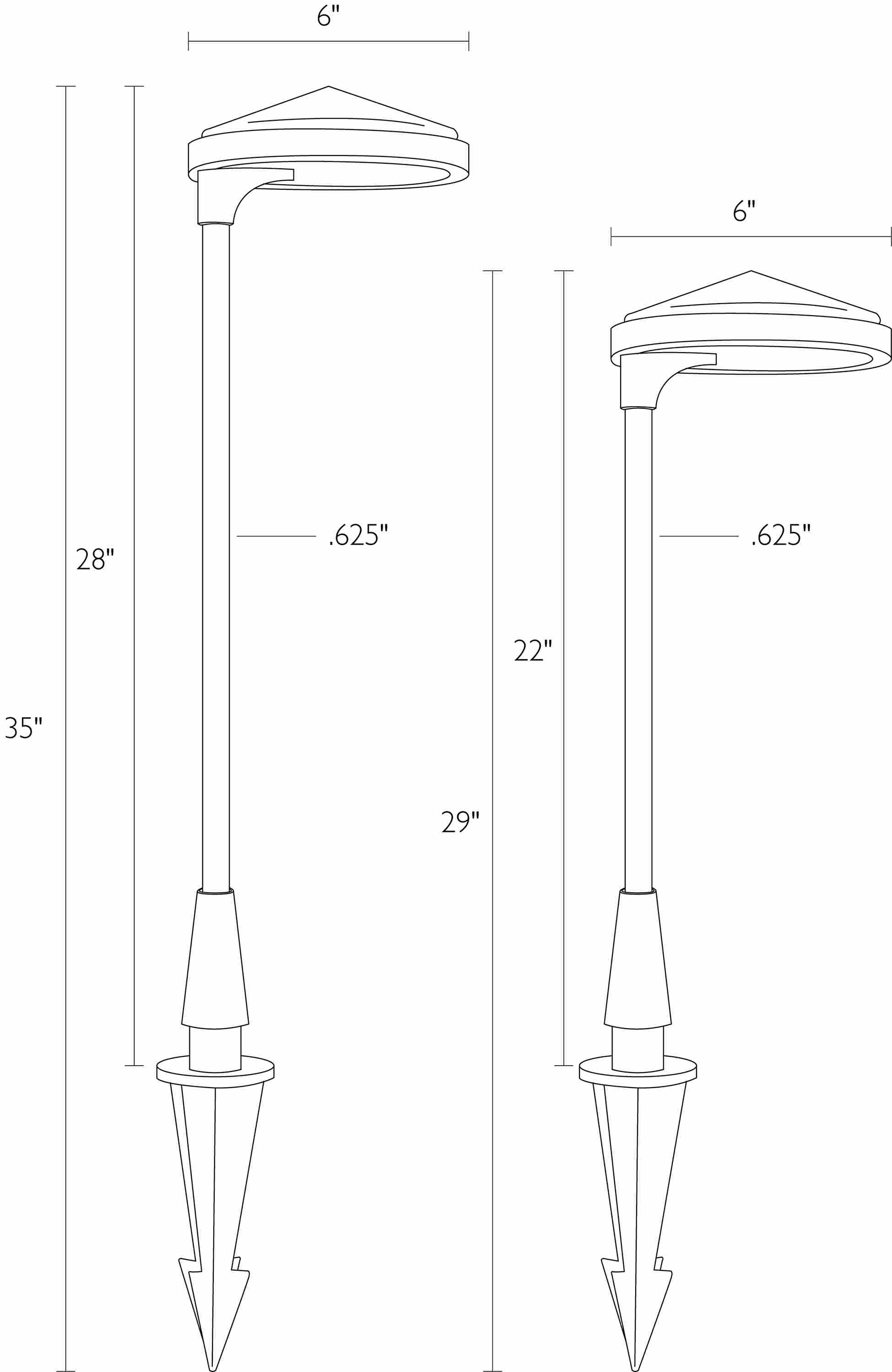Detail of Hayward outdoor lighting dimension drawing.