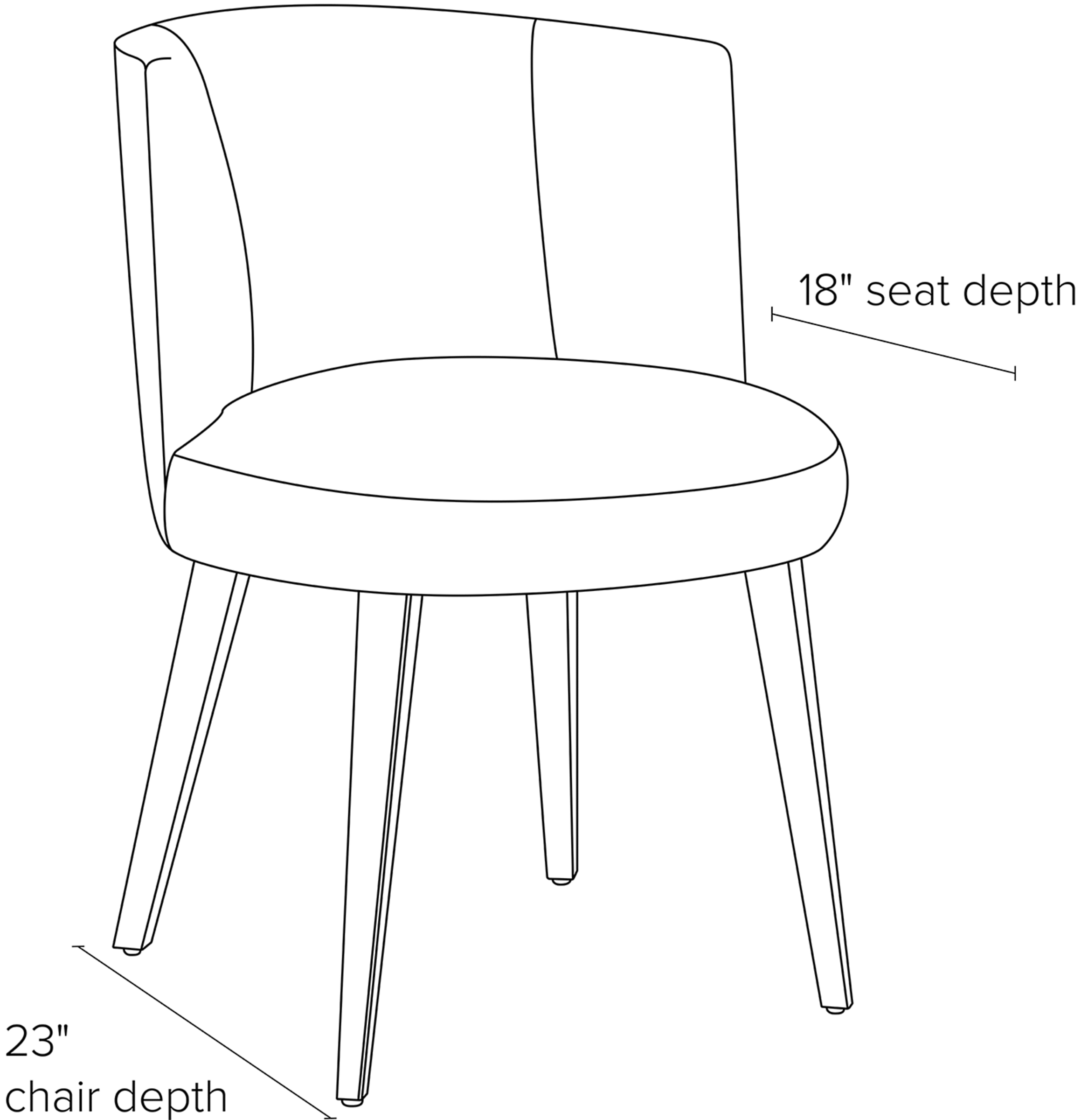 Side view dimension illustration of June dining chair.