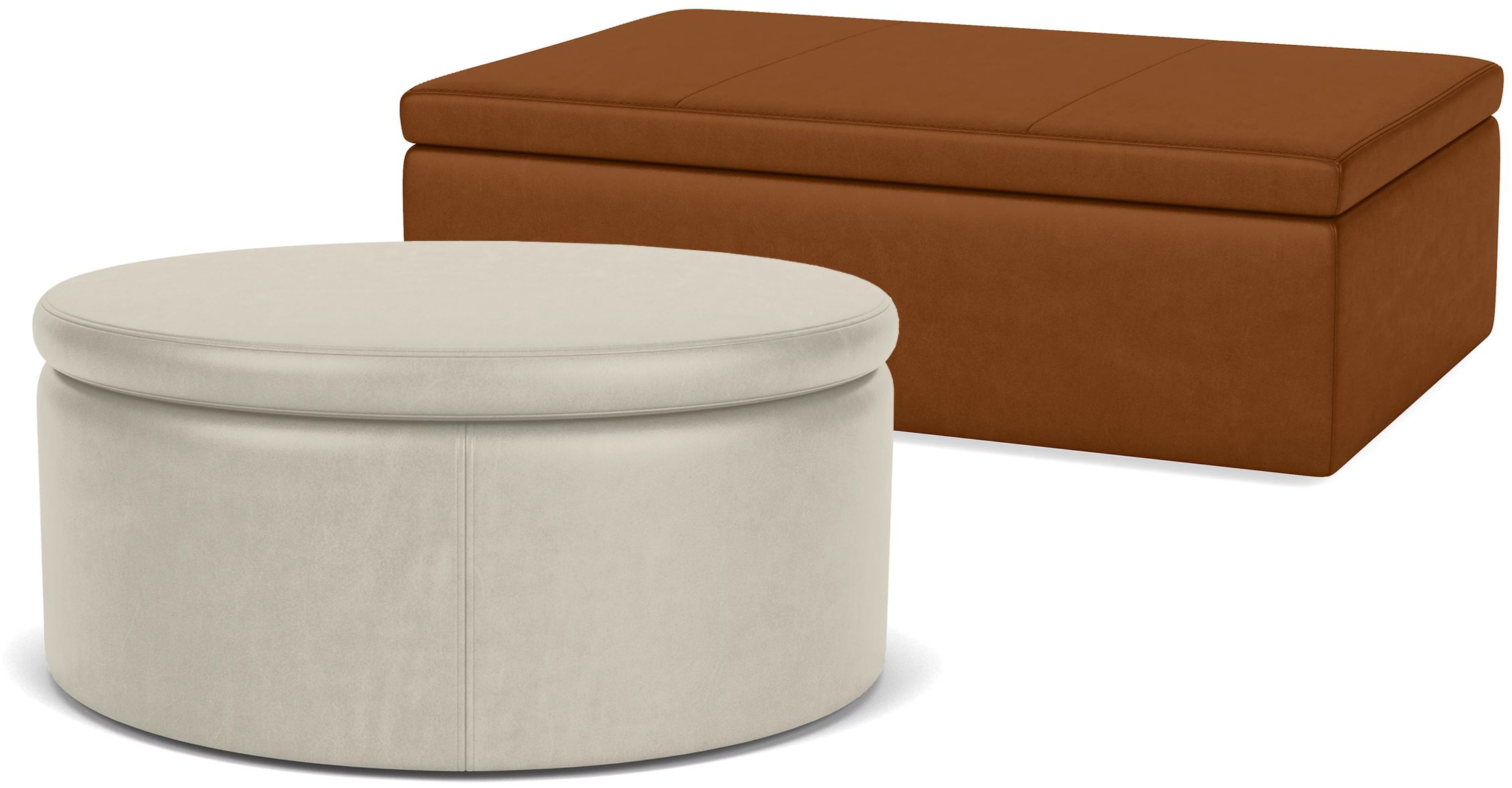Lind Leather Storage Ottomans