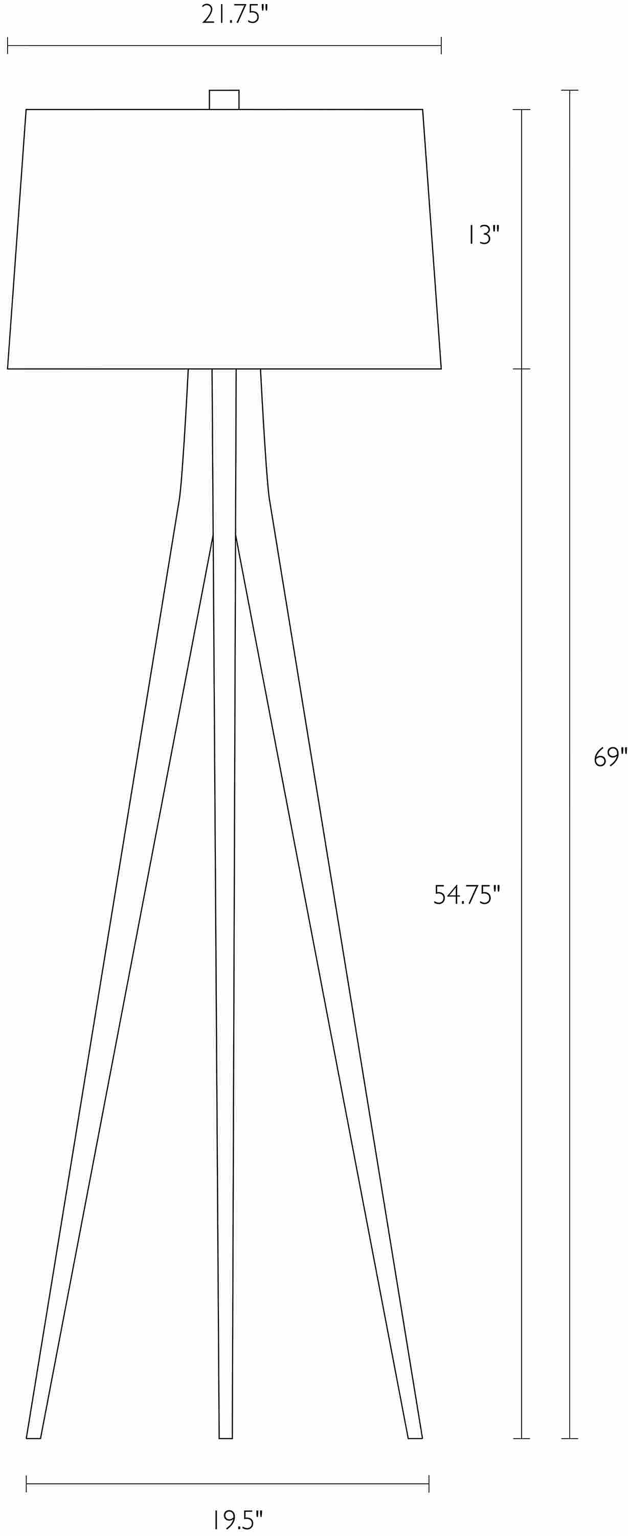 Detail of Lane floor lamp dimension drawing.