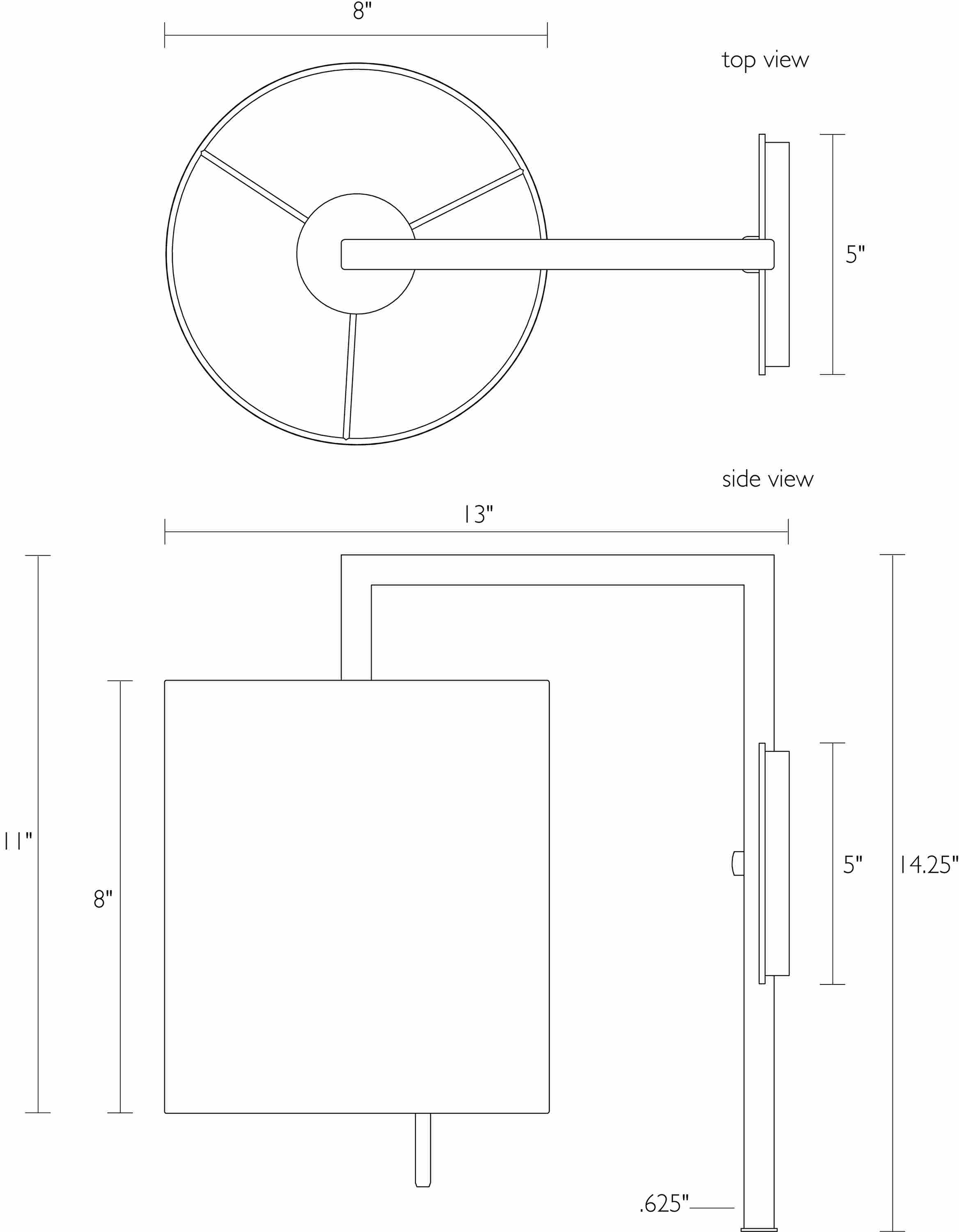 Detail of Lantern hardwire wall sconce illustration.