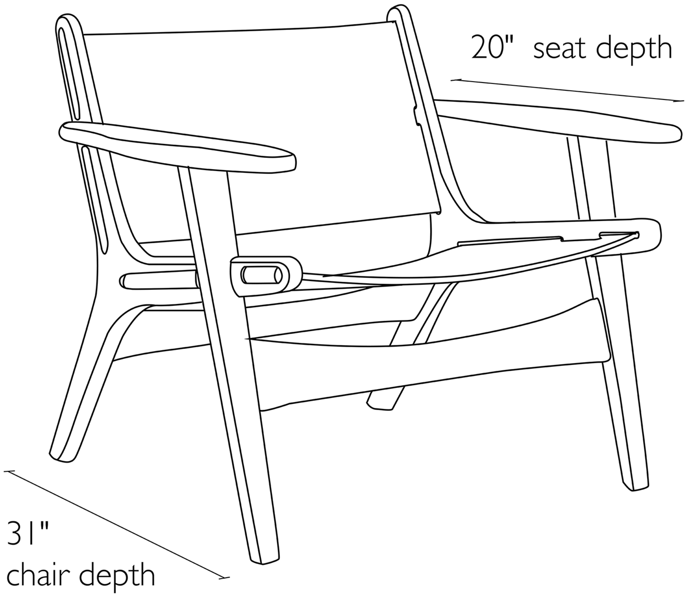 Side view dimension illustration of Lars chair.