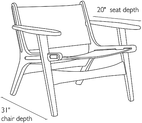Side view dimension illustration of Lars chair.